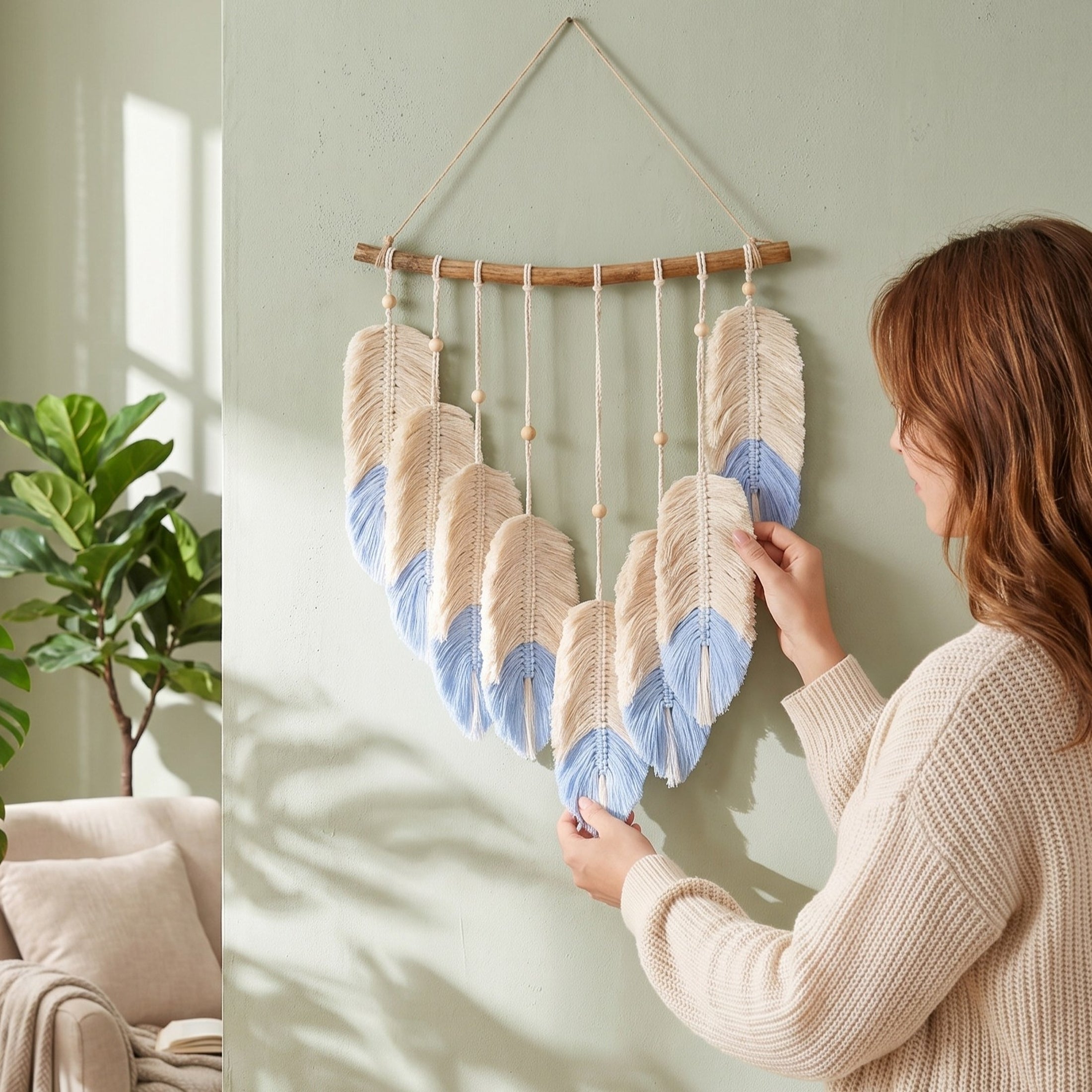 Macrame Leaves Wall Hanging Statement Wall Decor L05