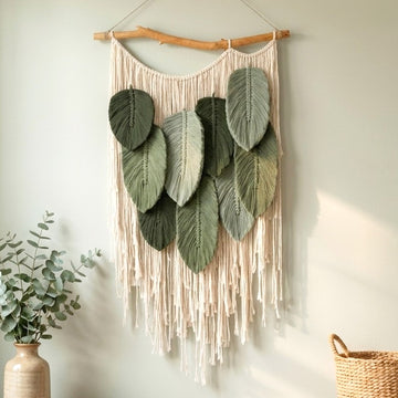 Macrame Leaves Wall Hanging Nature Wall Decor for Boho Room L45