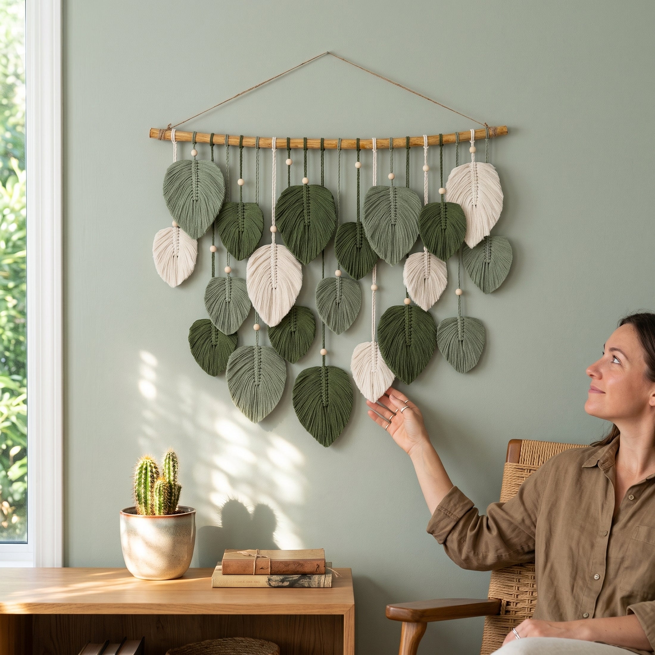 Macrame Leaves Wall Hanging Leaf Wall Decor for Home L03
