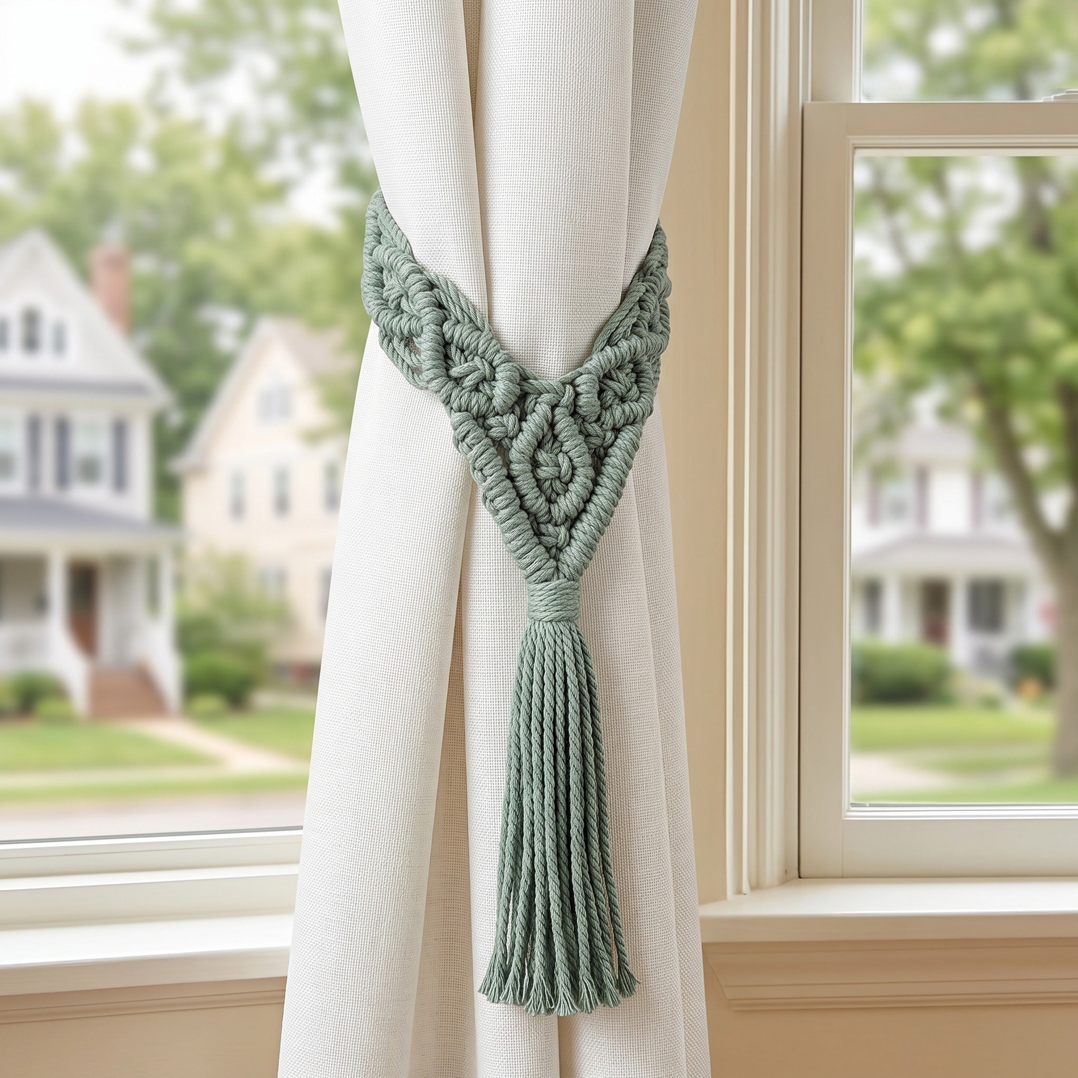 Macrame Curtain Tieback Tassel for Boho Curtain Tiebacks C19