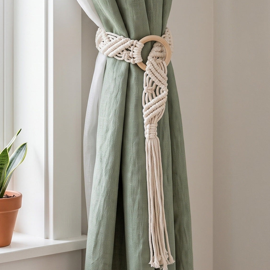 Macrame Curtain Tieback Tassel for Window Curtain Tieback C22