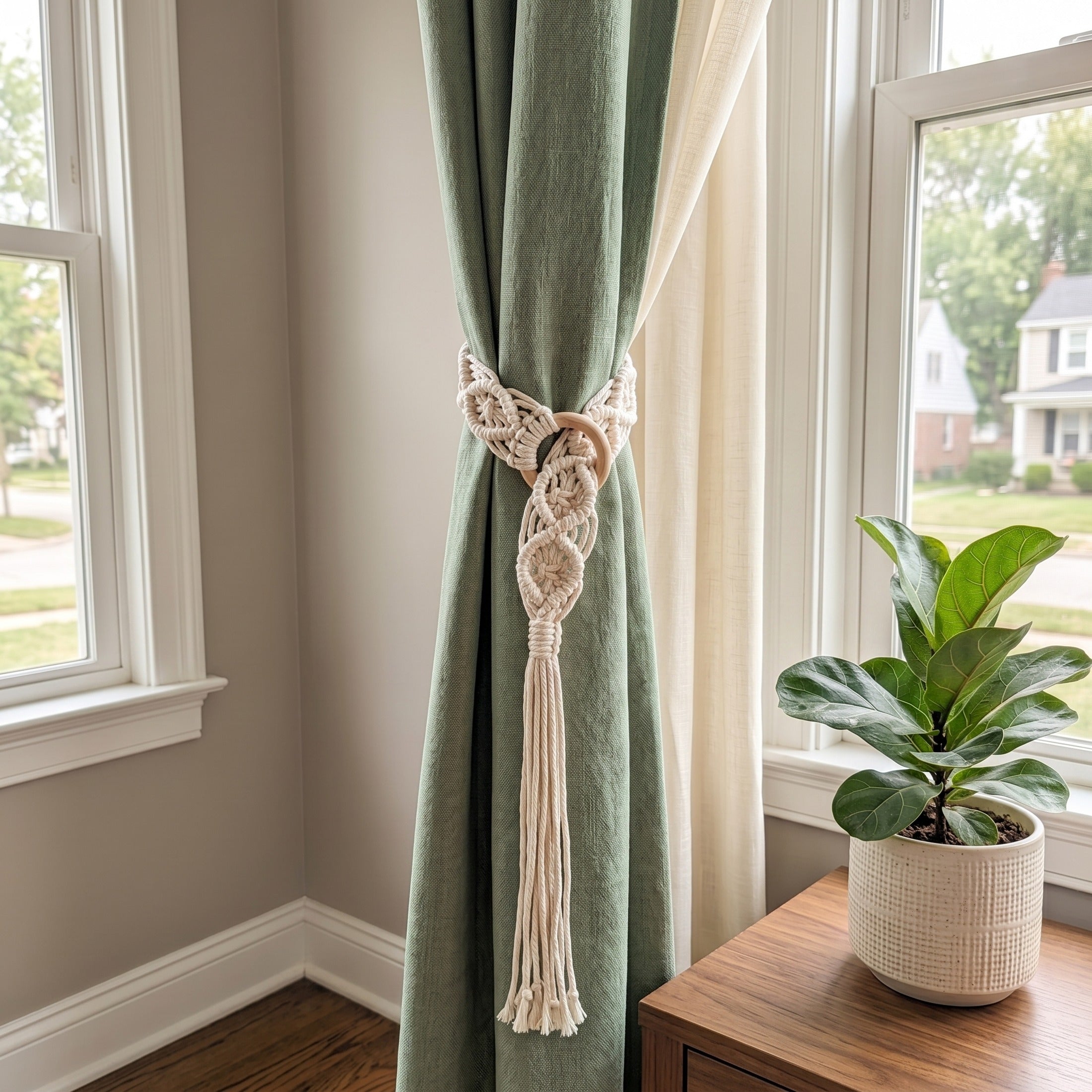 Macrame Curtain Tieback Tassel for Window Curtain Tieback C22
