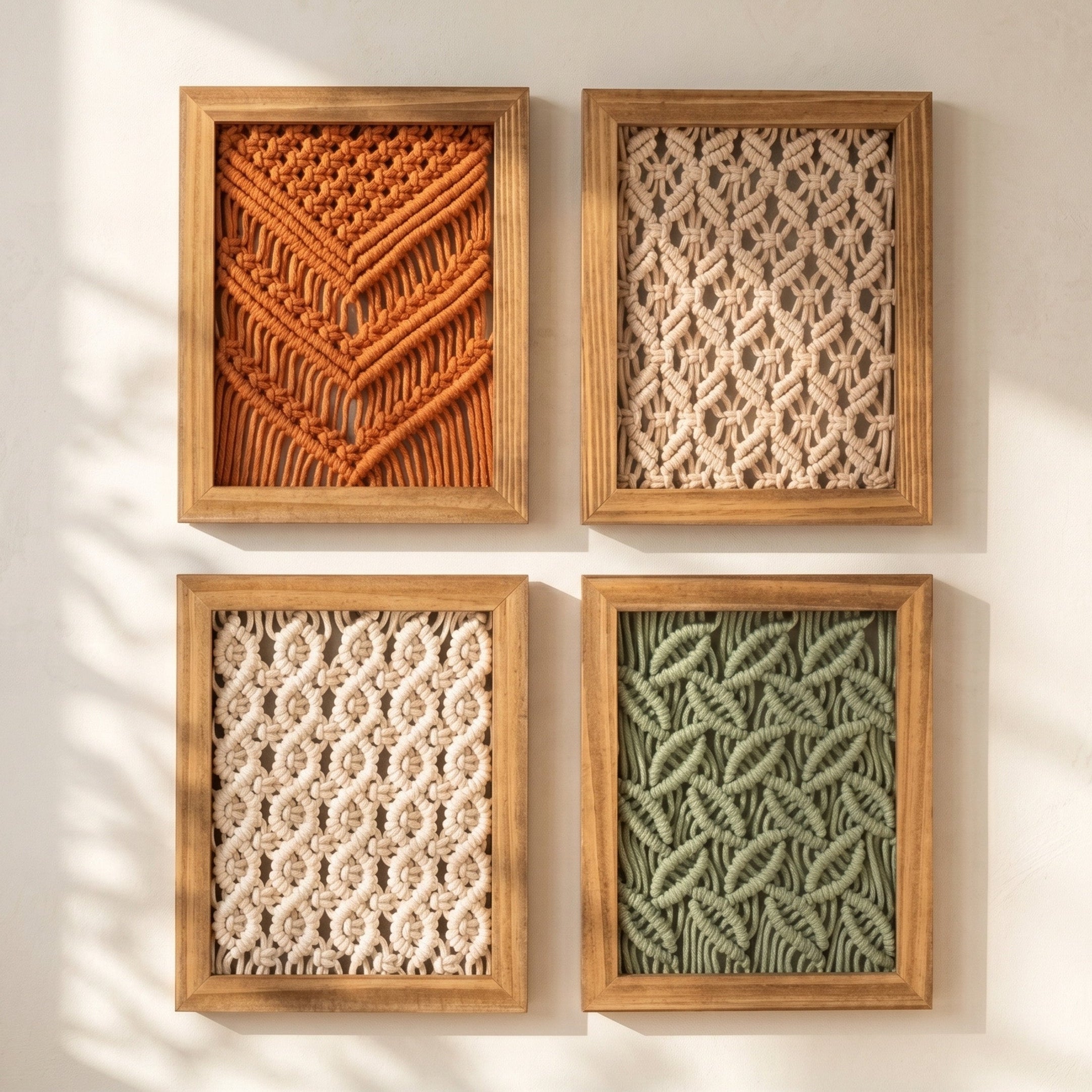 Framed Macrame Wall Hanging Decor Macrame Wooden Frame U09