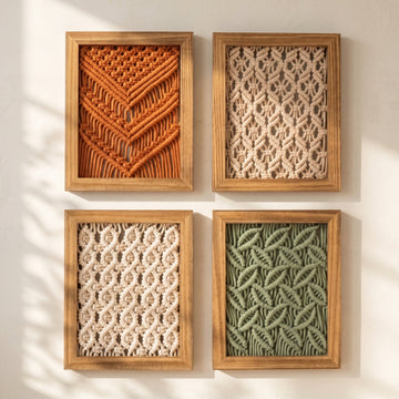 Framed Macrame Wall Hanging Decor Macrame Wooden Frame U09