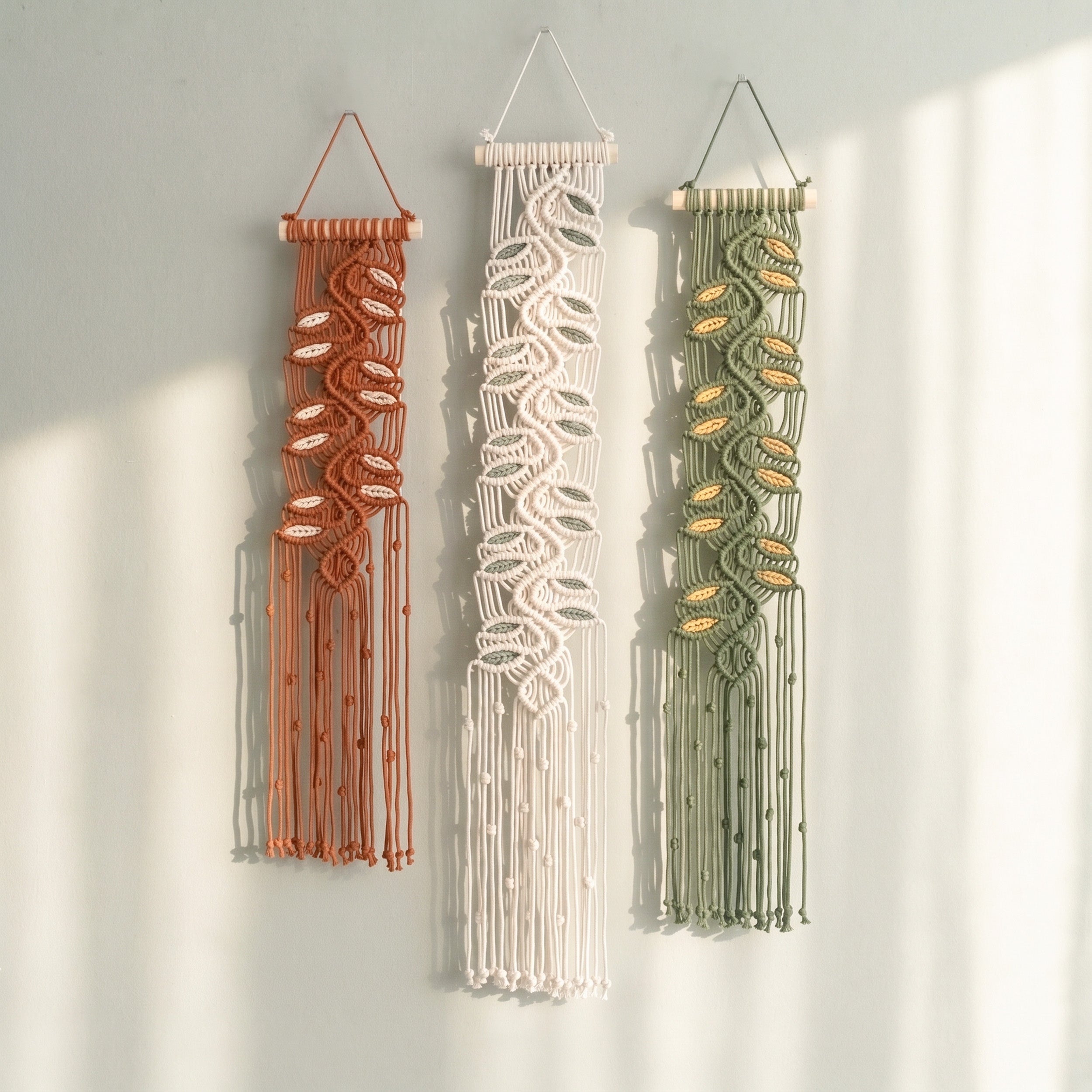 Macrame Leaf Minimal Wall Hanging Cotton Cord Boho Wall Decor U17