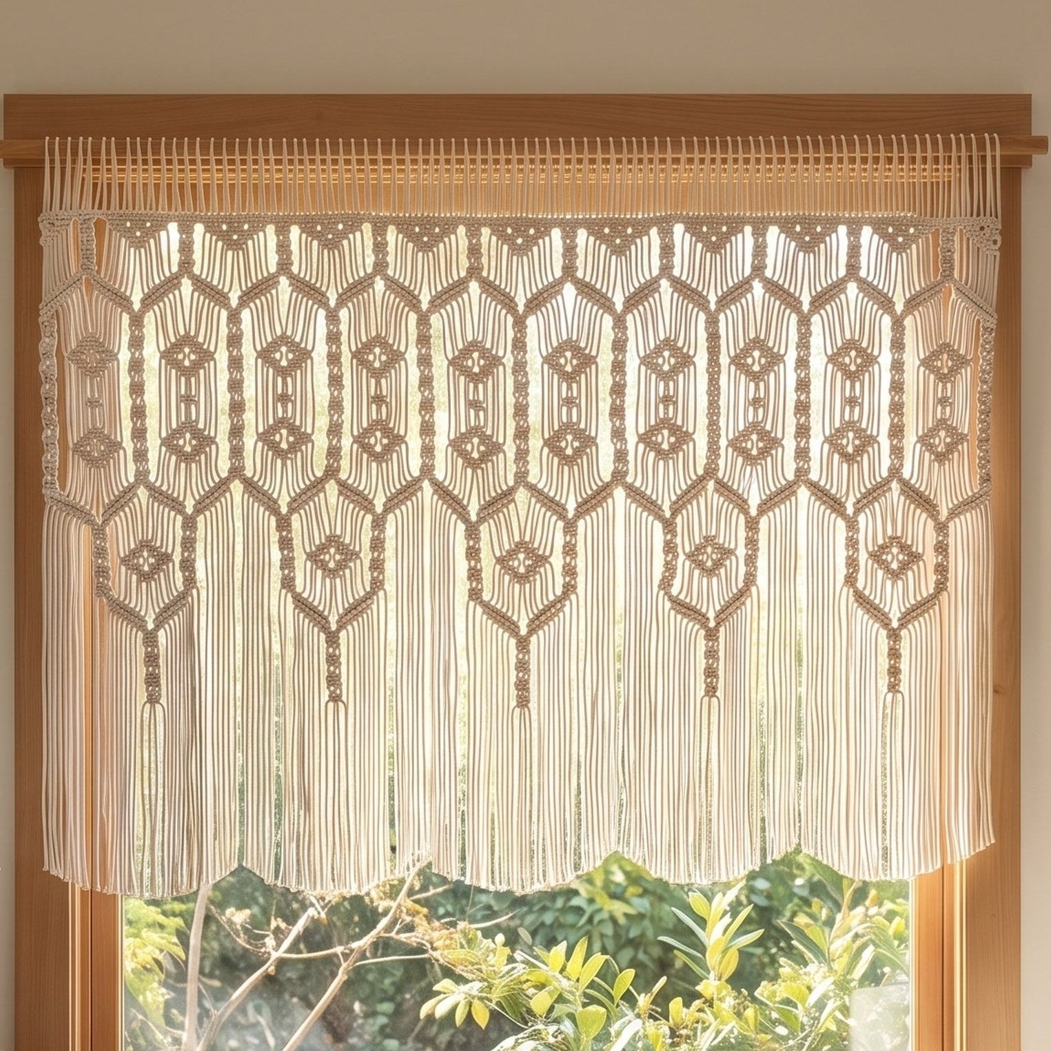 Macrame Curtain for Boho Room Decor and Window Hanging C31
