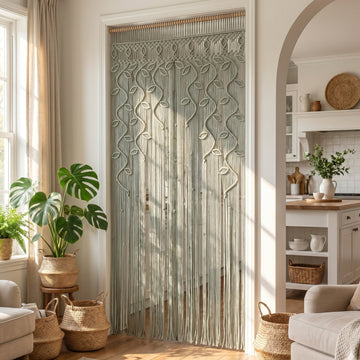 Macrame Curtain for Boho Curtain and Room Divider Decor C01