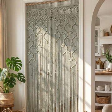 Macrame Curtain for Decorative Curtain and Boho Wall Decor C01