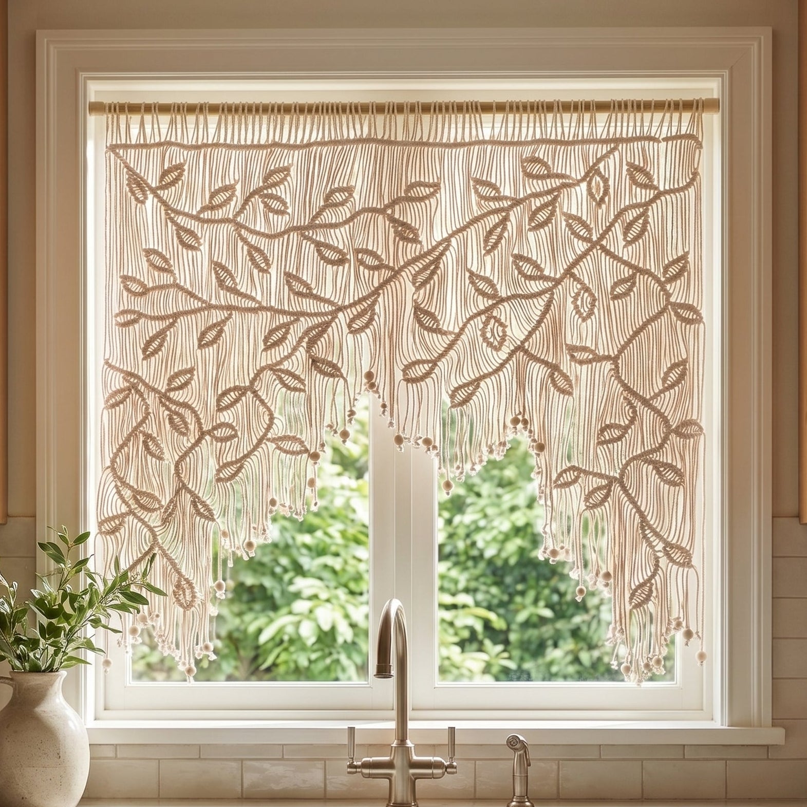 Macrame Curtain for Boho Room Divider and Privacy Screen C02