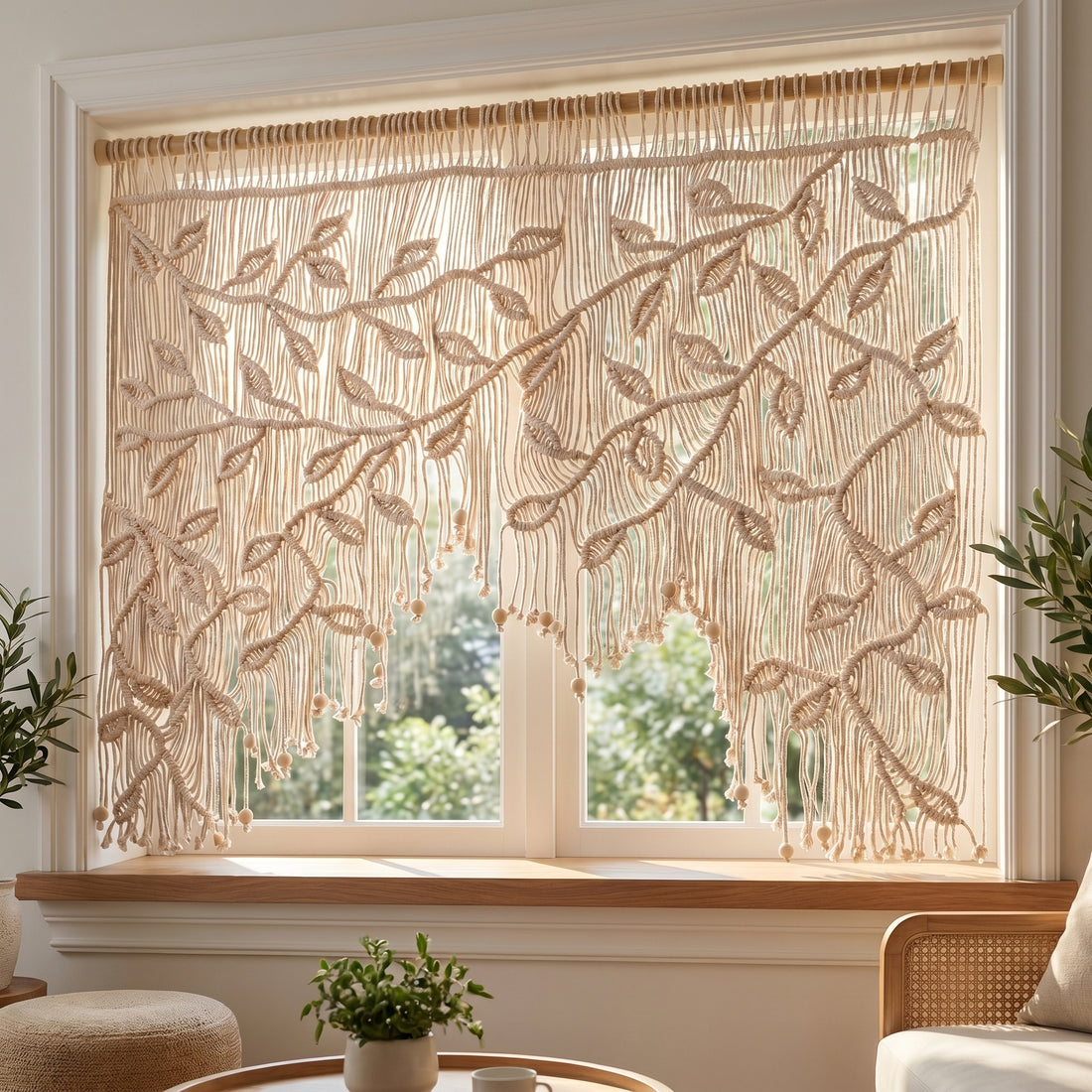 Macrame Curtain for Boho Room Divider and Privacy Screen C02