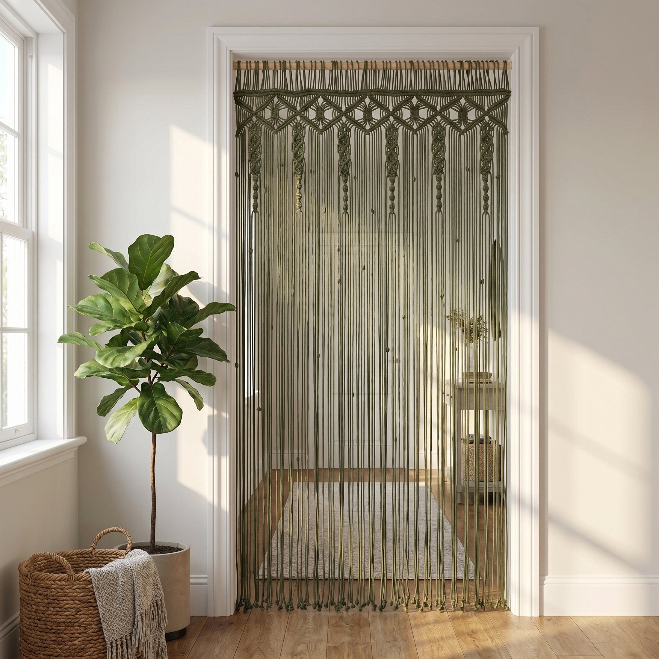 Macrame Curtain Boho Curtain for Decorative Room Divider C06