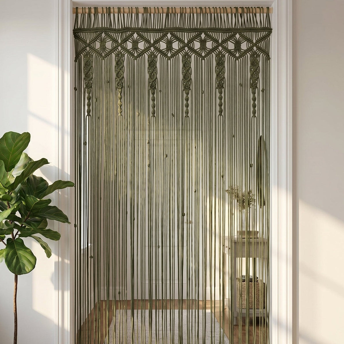 Macrame Curtain Bohemian Home Decor with Woven Curtain Panel C06