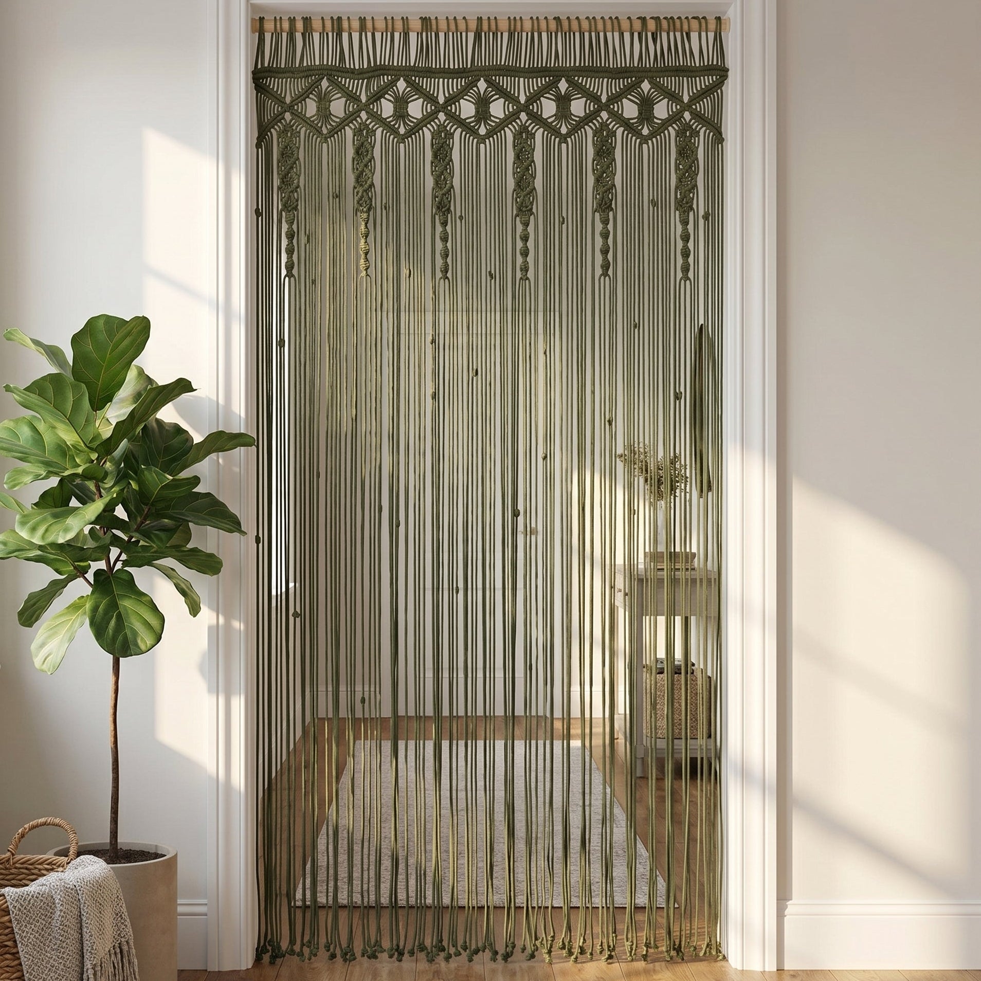 Macrame Curtain Bohemian Home Decor with Woven Curtain Panel C06