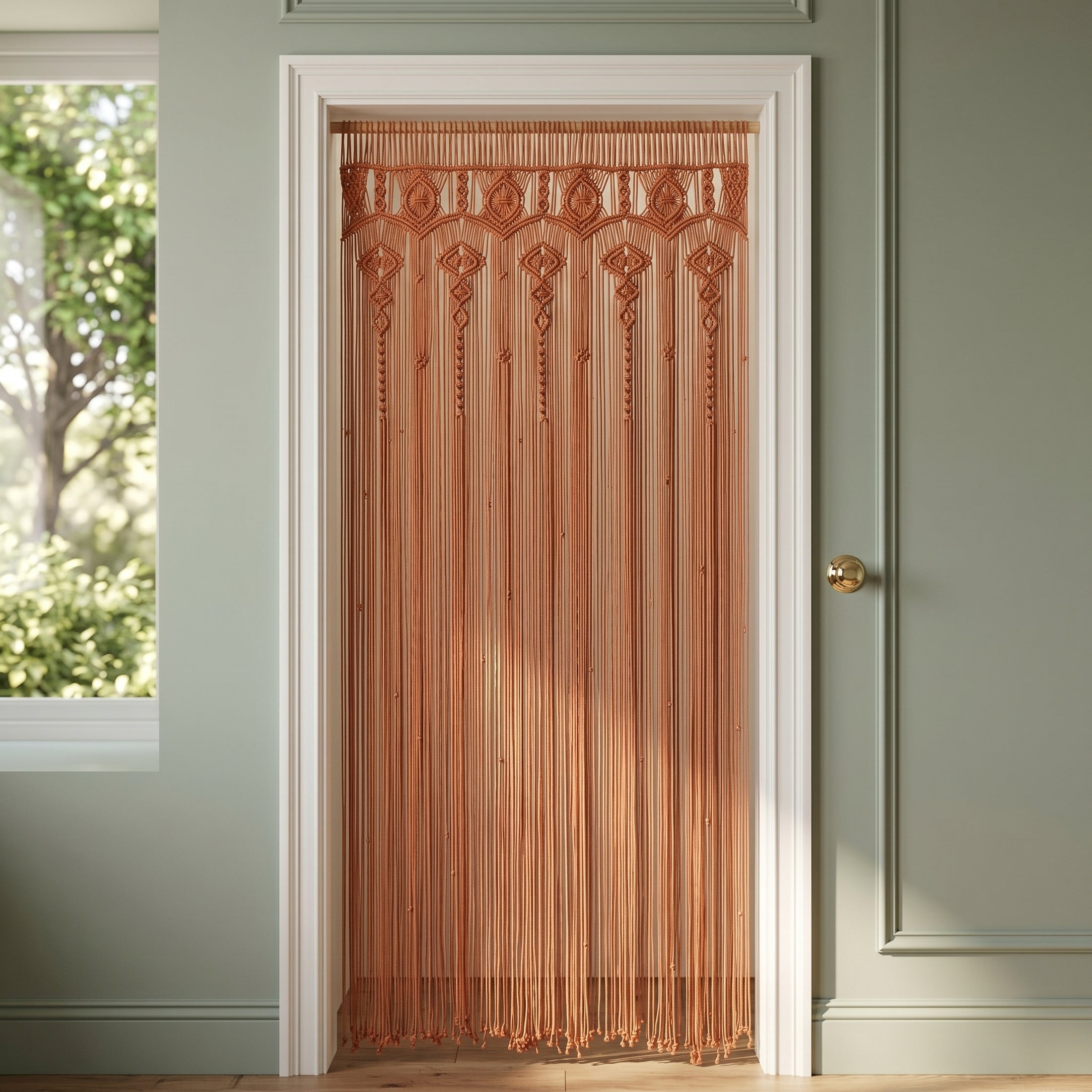 Macrame Curtain for Boho Window Decor and Textile Art C26