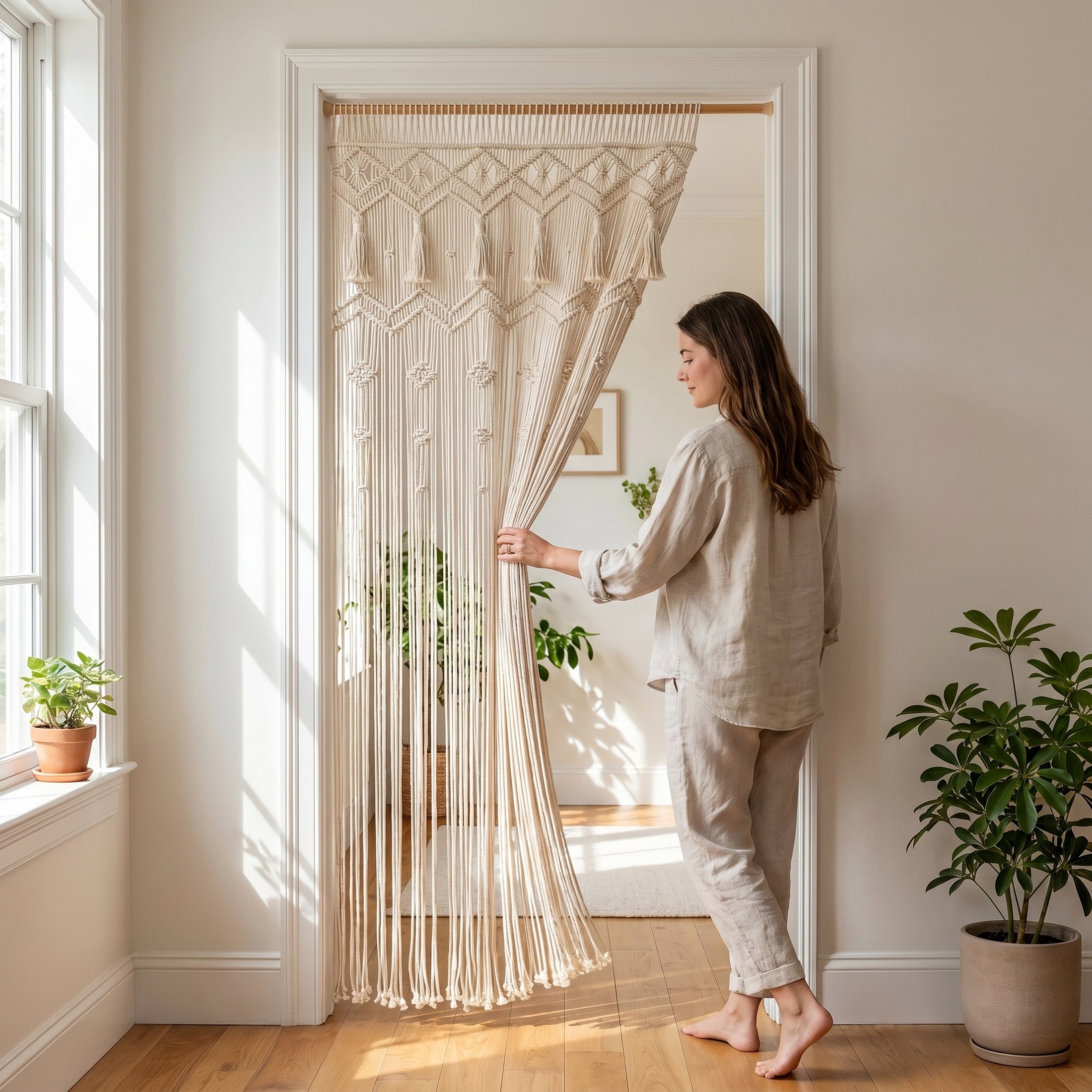 Macrame Curtain for Cozy Home Decor and Living Spaces C28