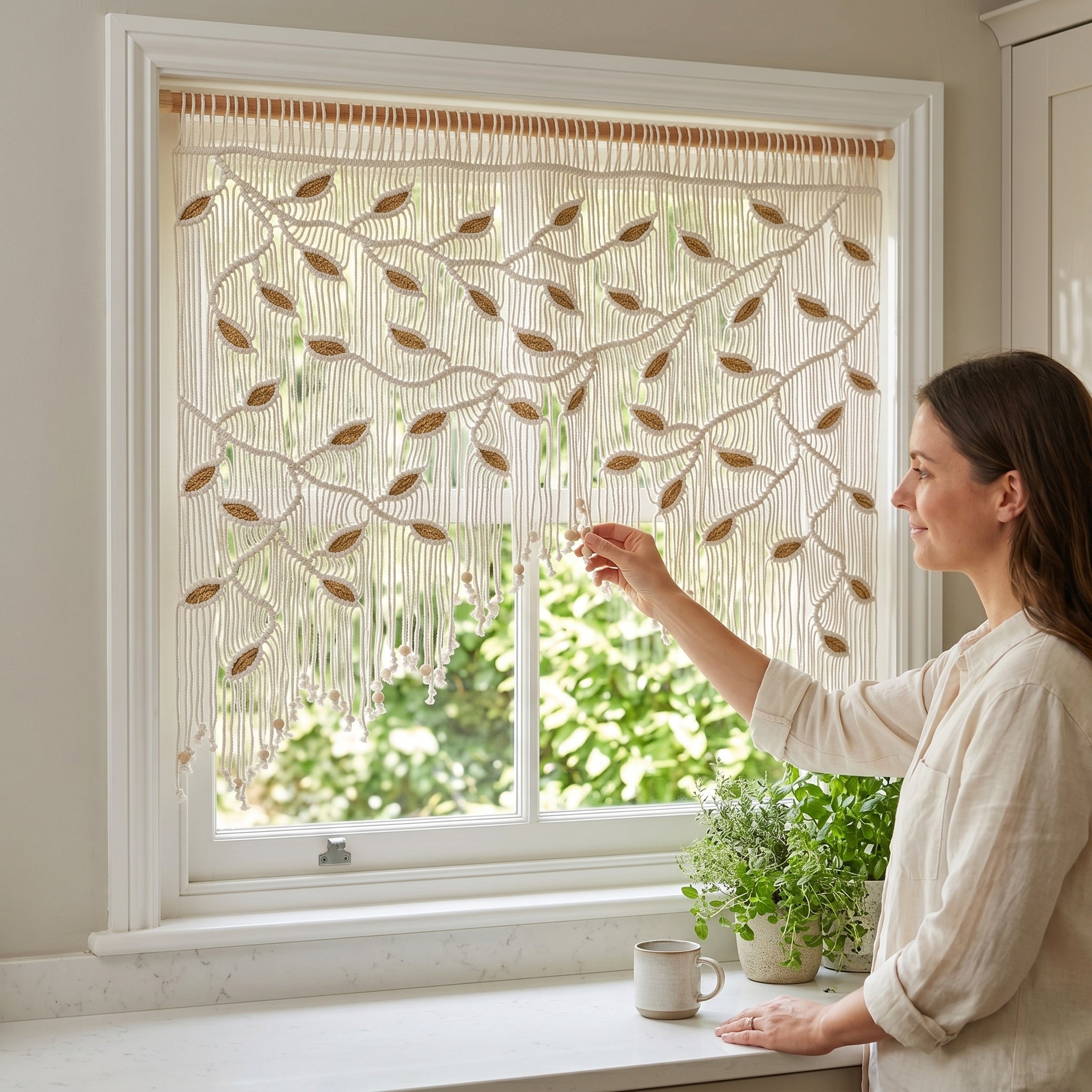 Macrame Curtain Bohemian Curtain for Decorative Spaces C18