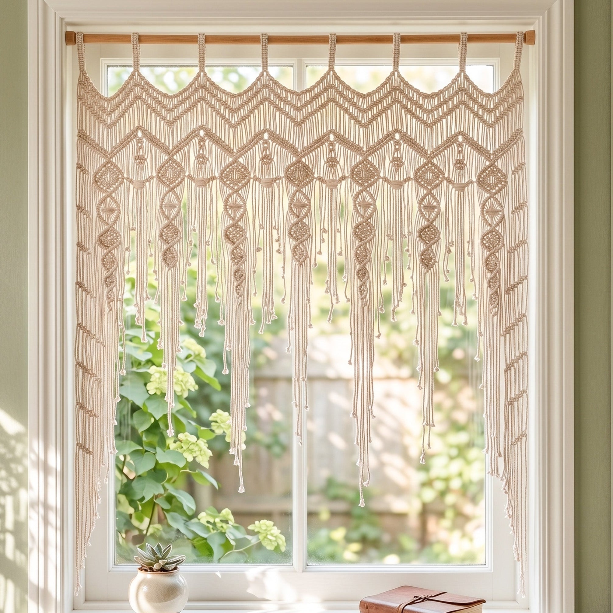 Macrame Curtain for Boho Room Decor and Hanging Divider C25