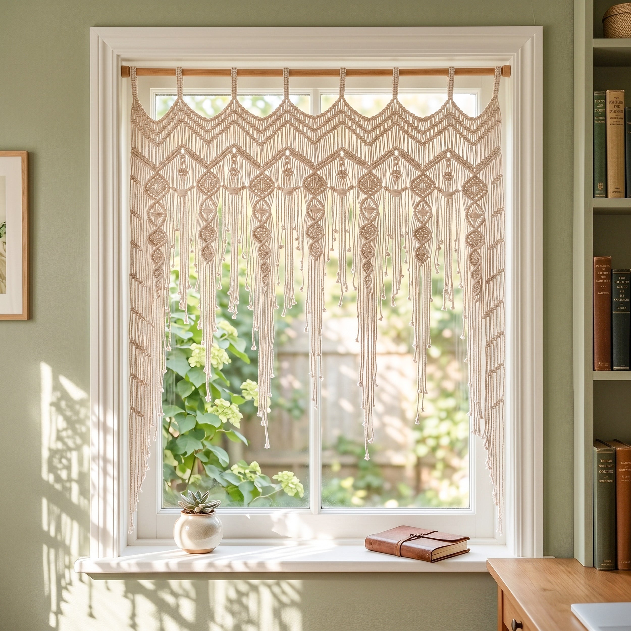 Macrame Curtain for Bohemian Home Decor and Privacy Style C25