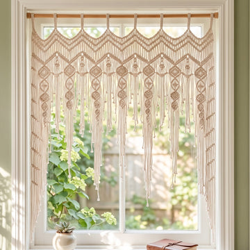 Macrame Curtain for Boho Room Decor and Hanging Divider C25