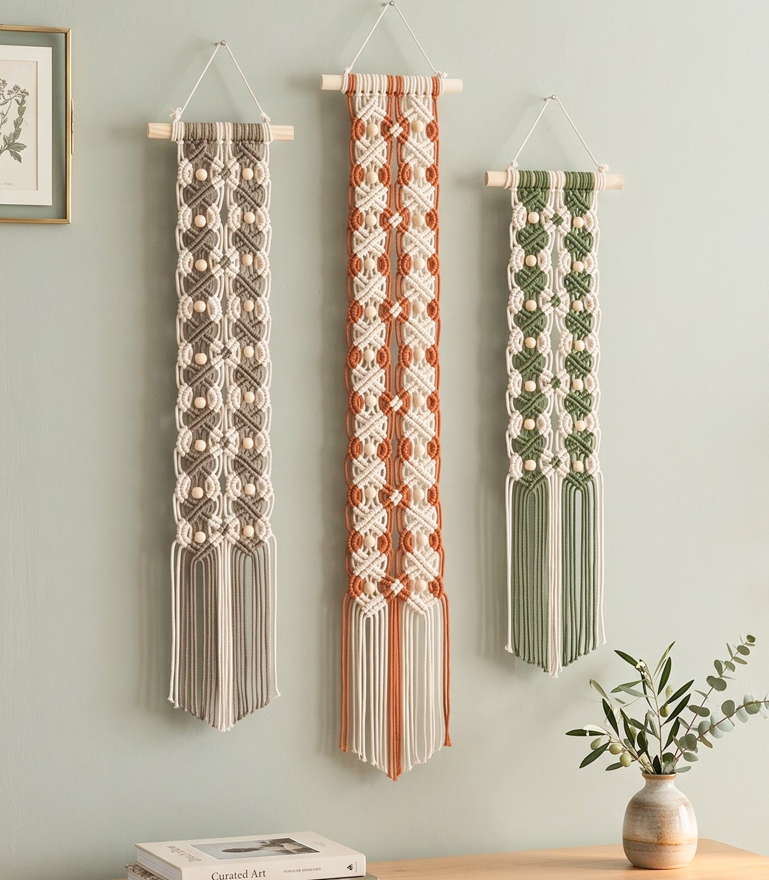 Macrame Leaf Minimal Wall Hanging Cotton Boho Wall Decor U06