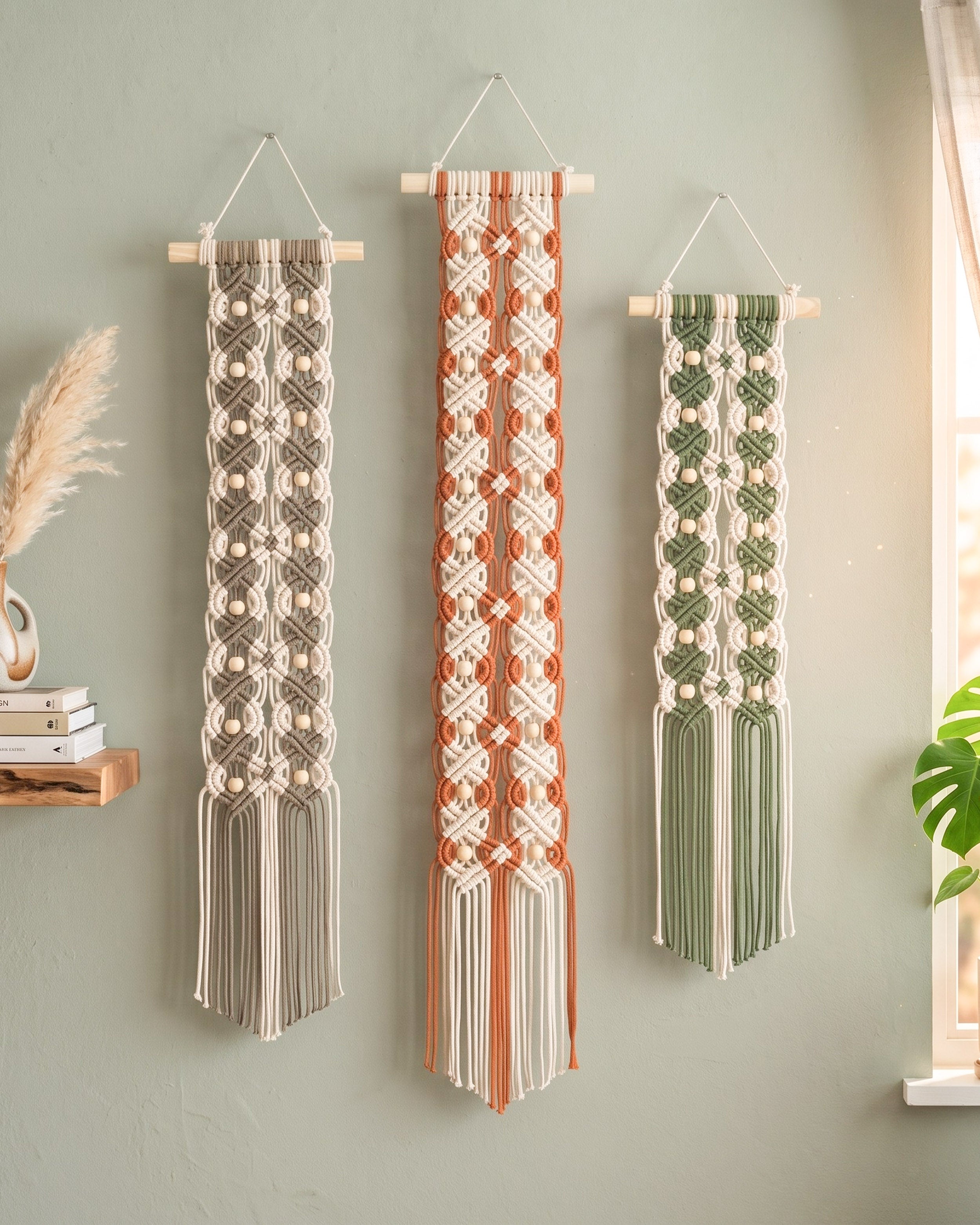 Macrame Leaf Minimal Wall Hanging Cotton Boho Wall Decor U06