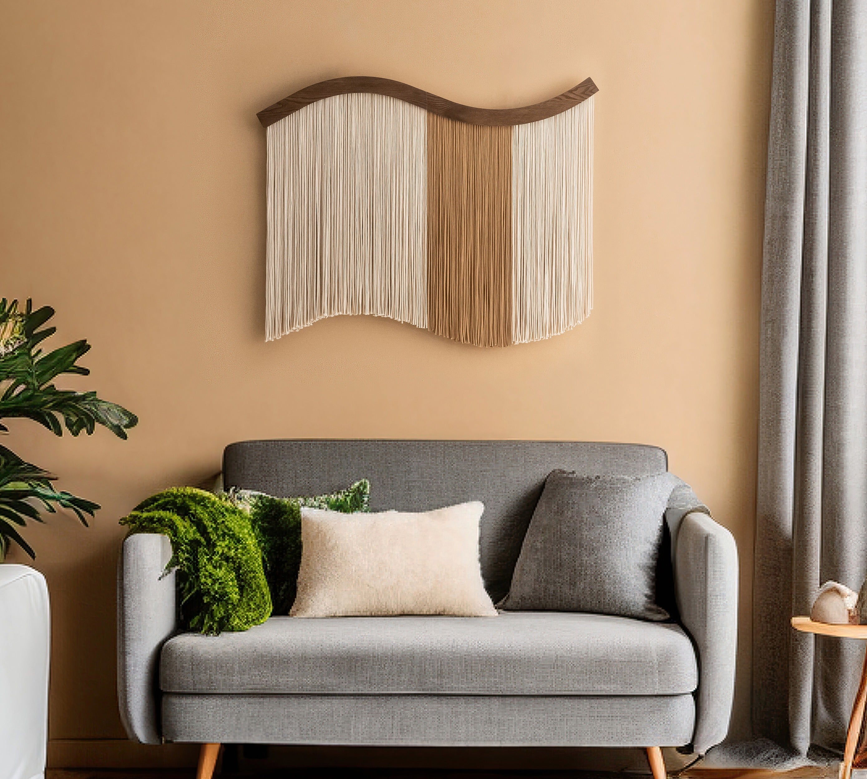Minimalist Macrame Fiber Wall Hanging For Natural Warm Wall Accent