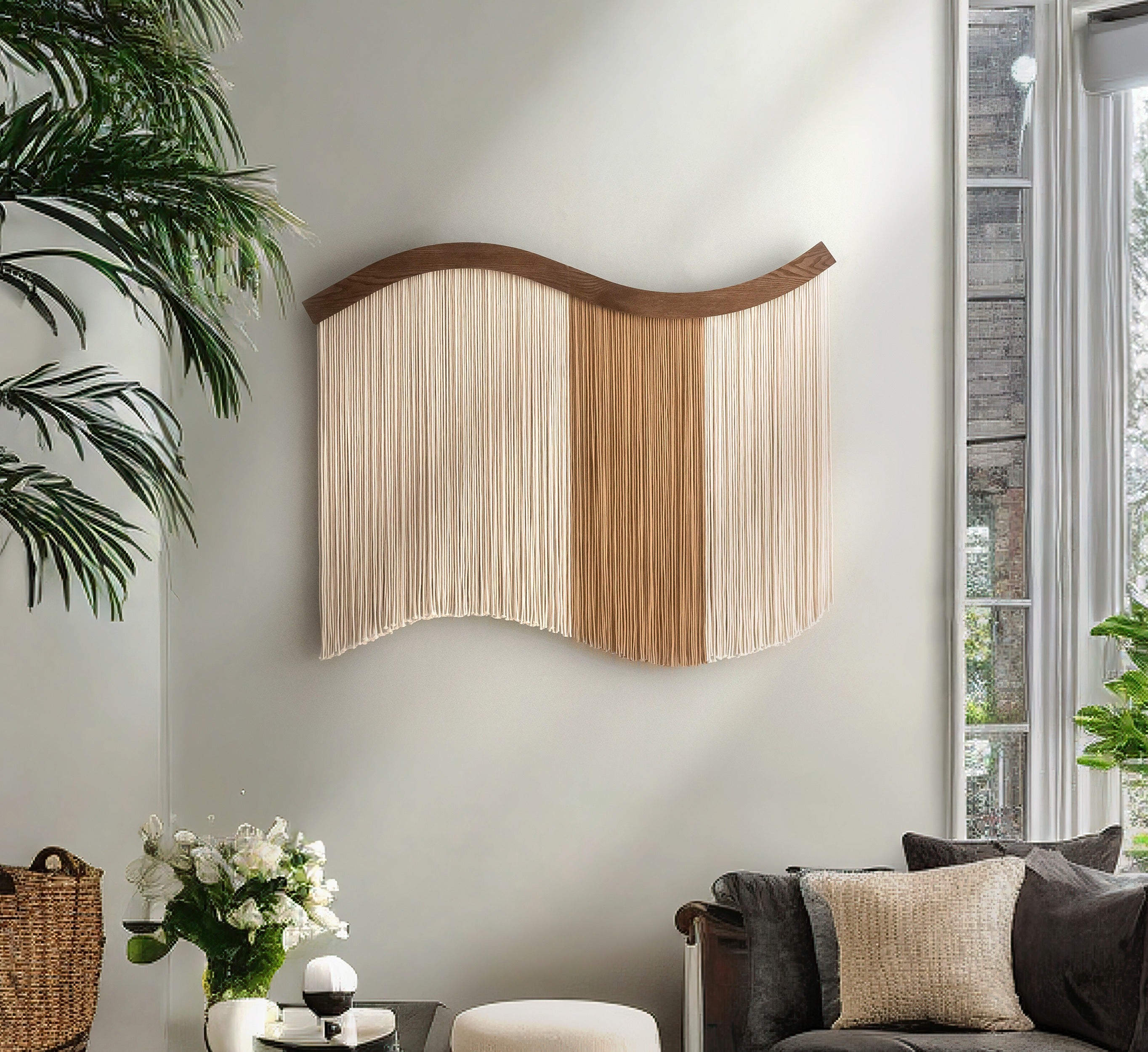 Minimalist Macrame Fiber Wall Hanging For Natural Warm Wall Accent