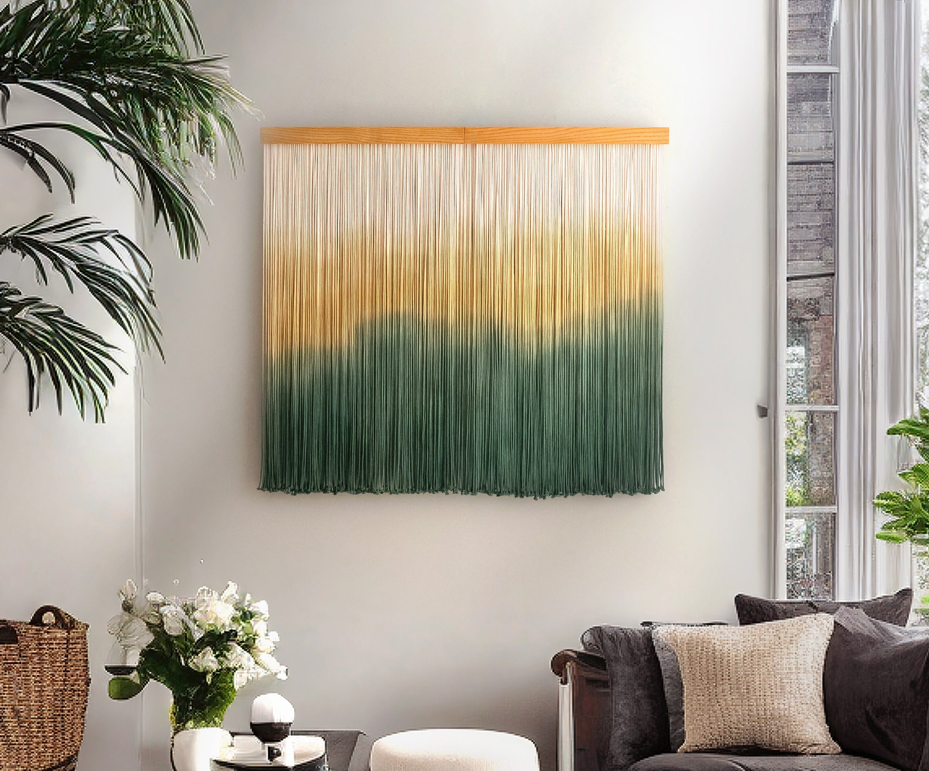 Forest Sunset macrame wall hanging for rustic wall decor and macrame wall art U23