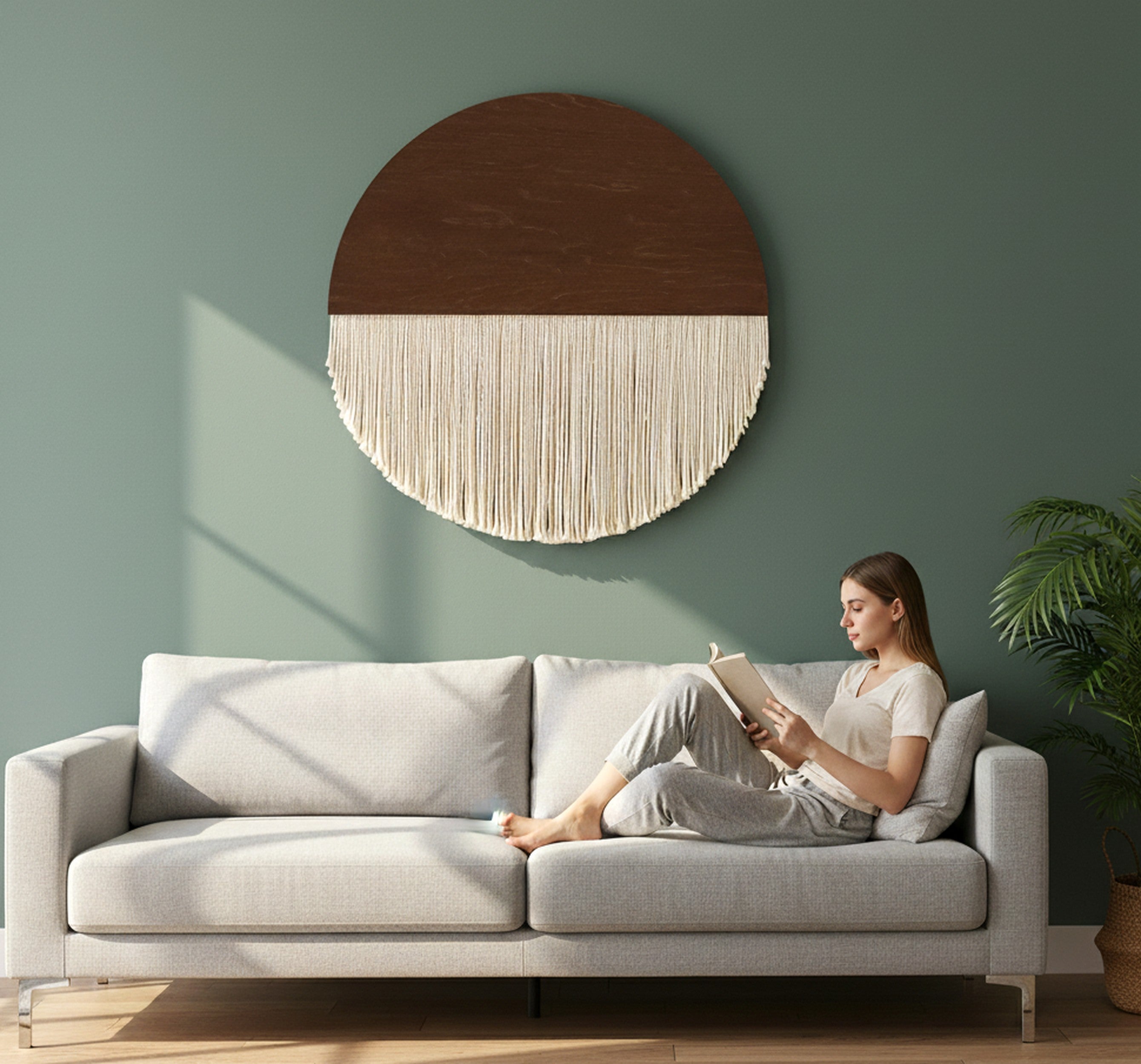 Full Moon Macrame Wall Hanging - Boho Fiber Art Decor V27