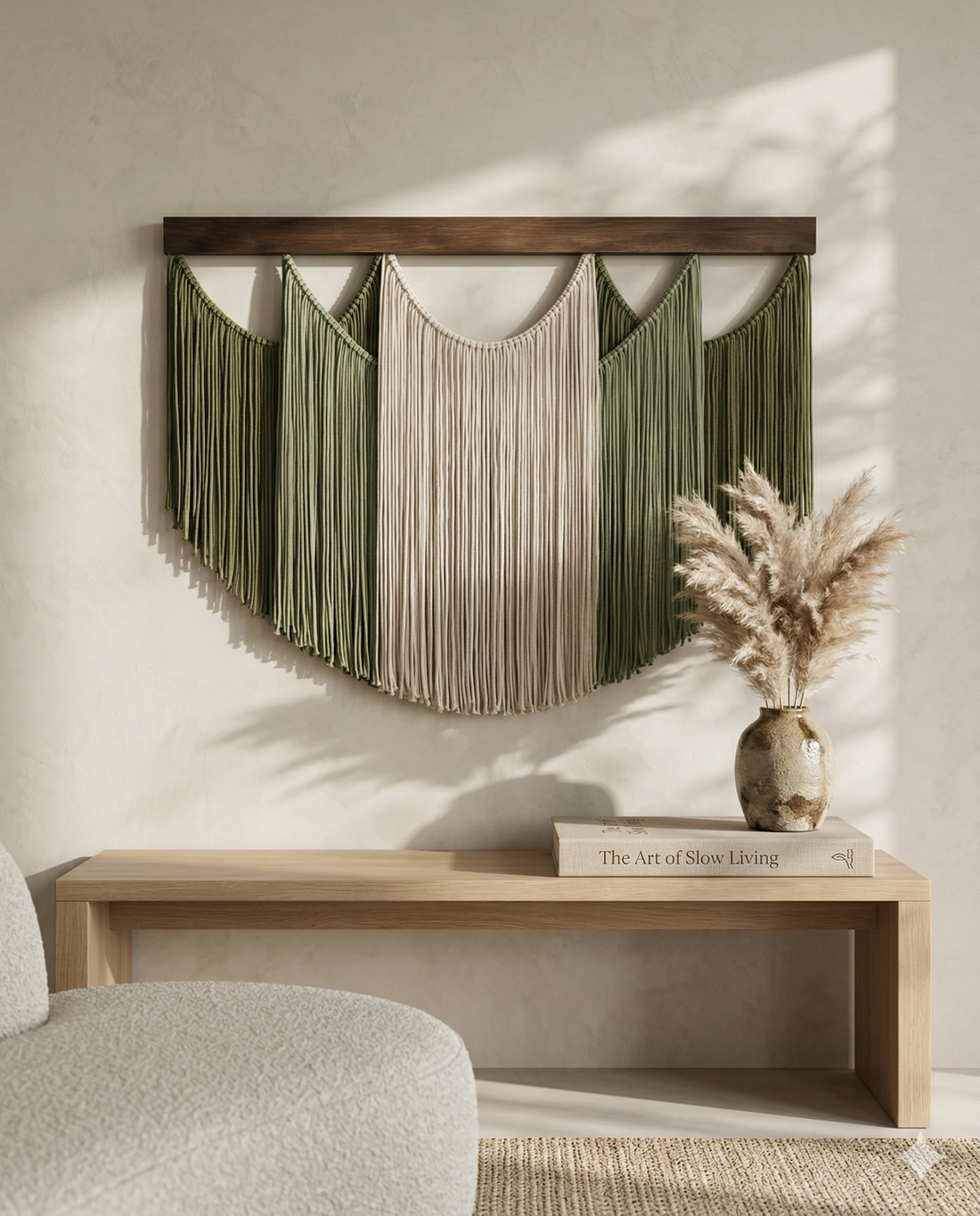 Soft Layers Wall Hanging – Boho Draped Macrame Fiber Art Decor V29