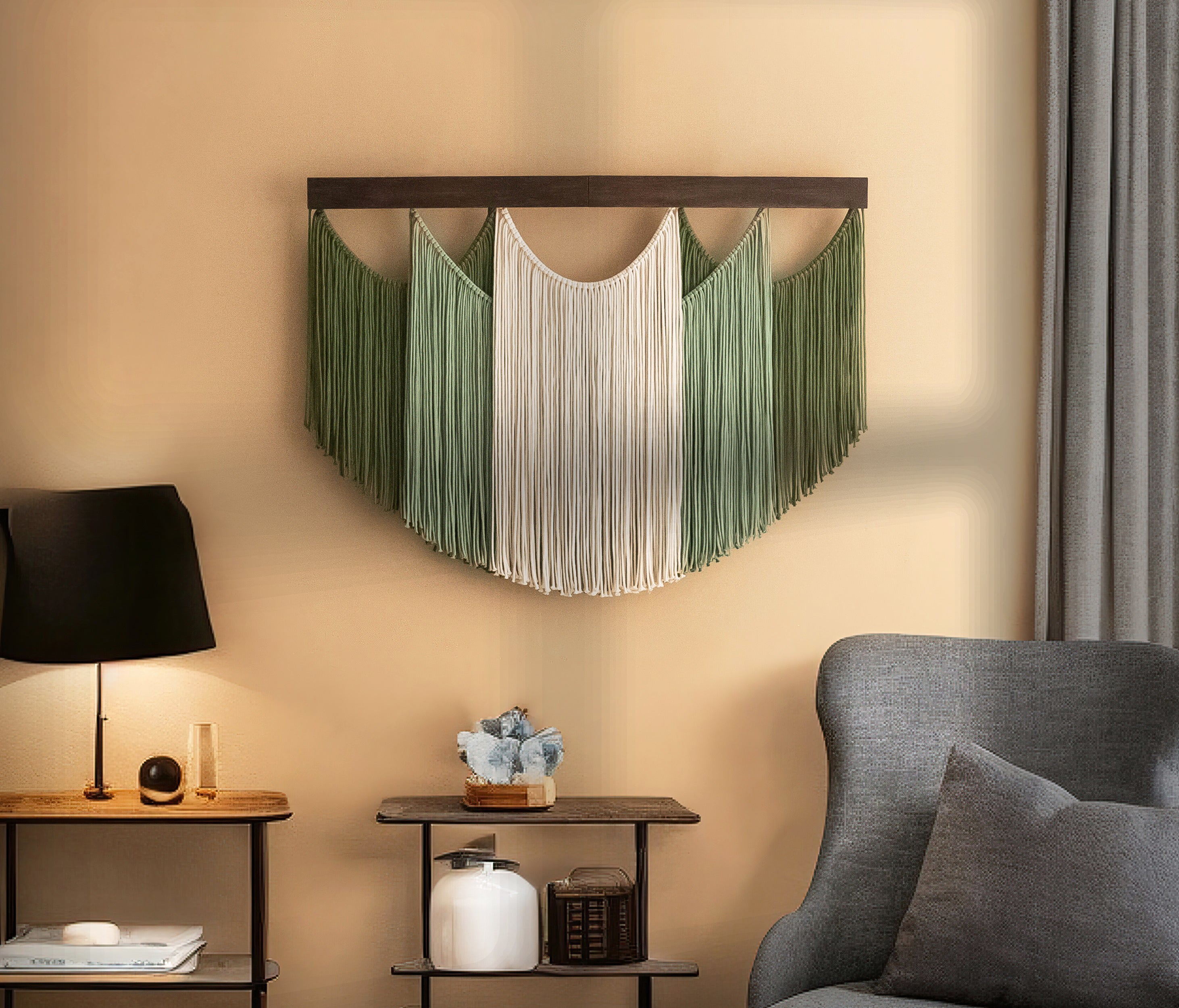 Soft Layers Wall Hanging – Boho Draped Macrame Fiber Art Decor V29