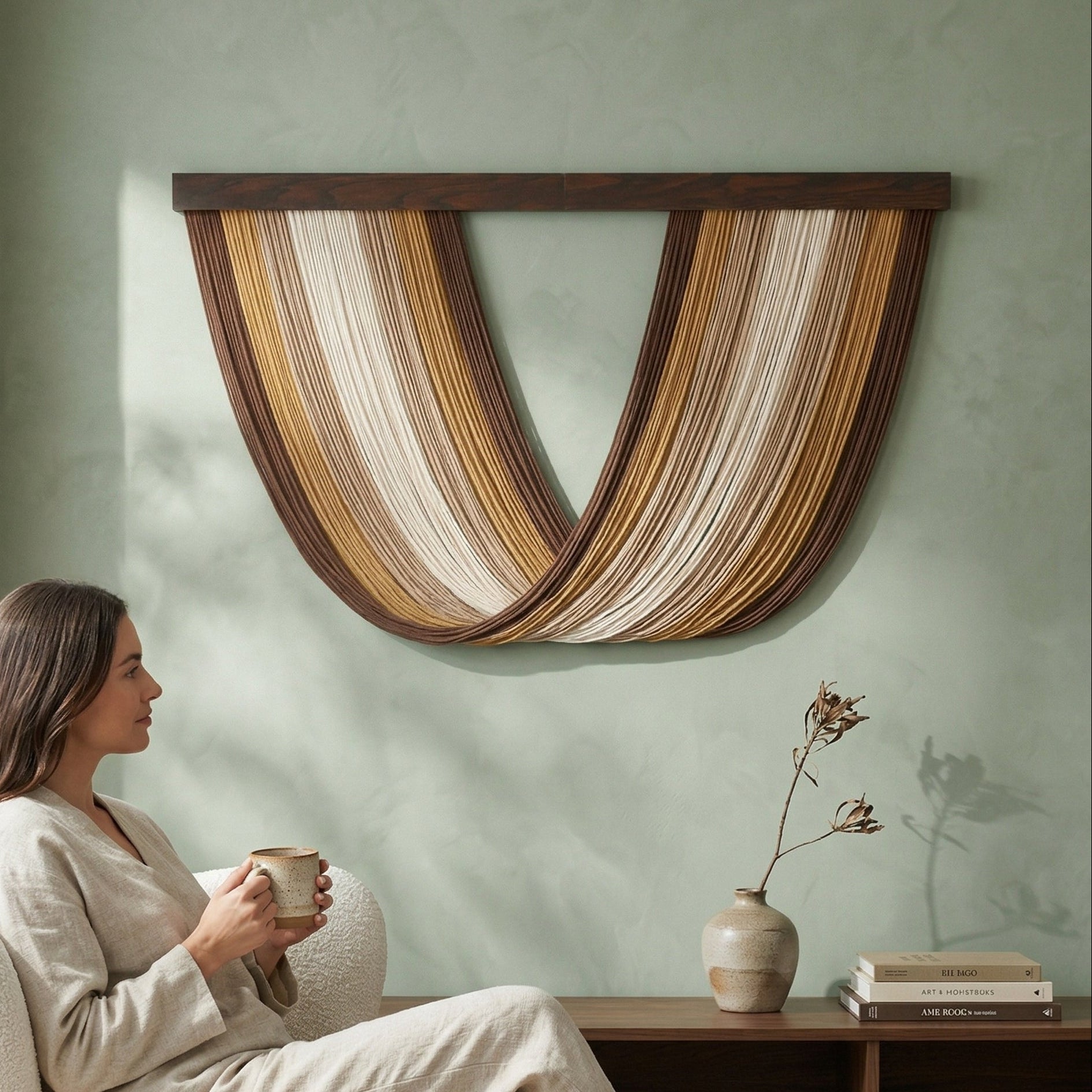 Zen Lines Macrame Wall Hanging Boho Wall Decor Minimalist Art V34