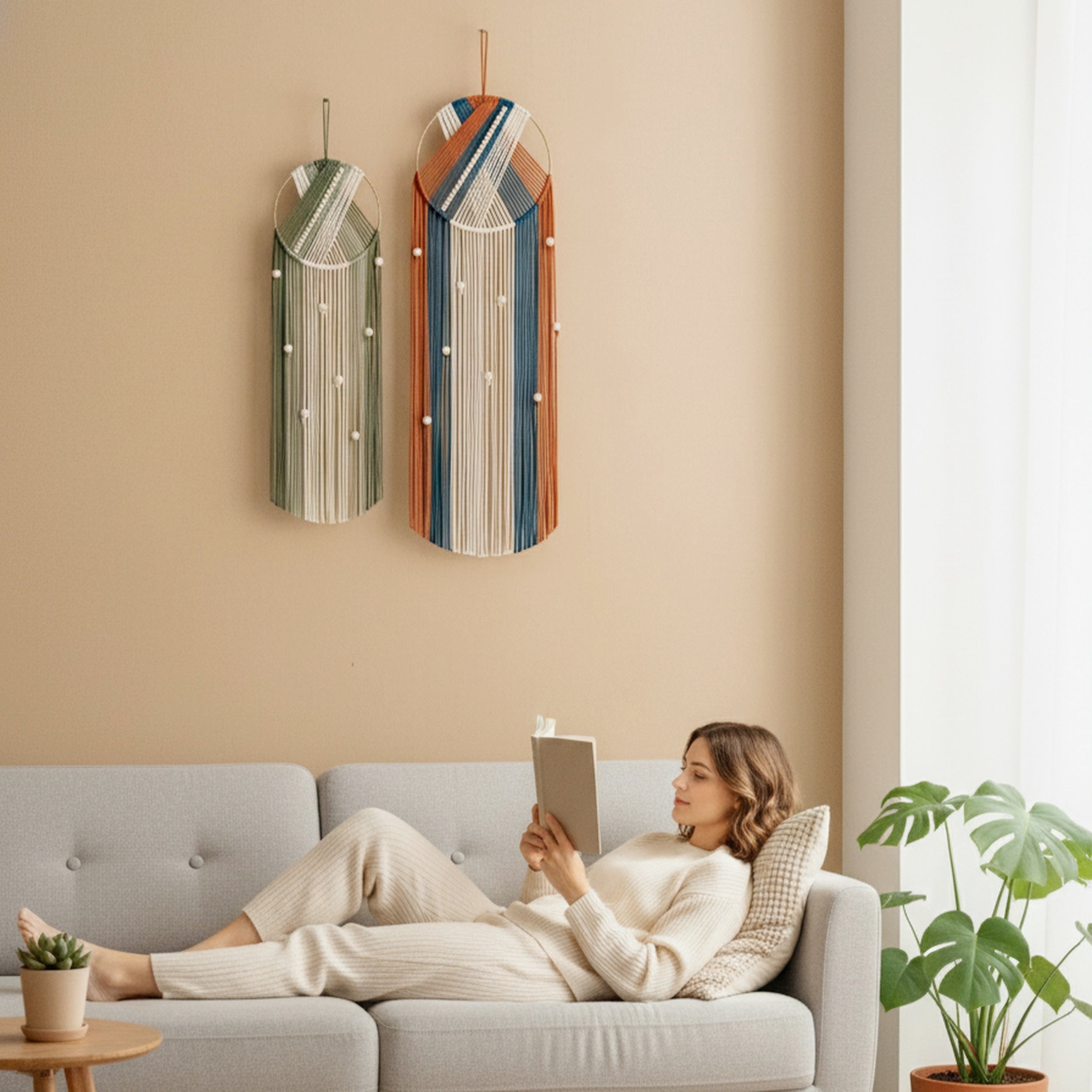 Macrame Dreamcatcher - Boho Cotton Wall Hanging for Home Decor V50