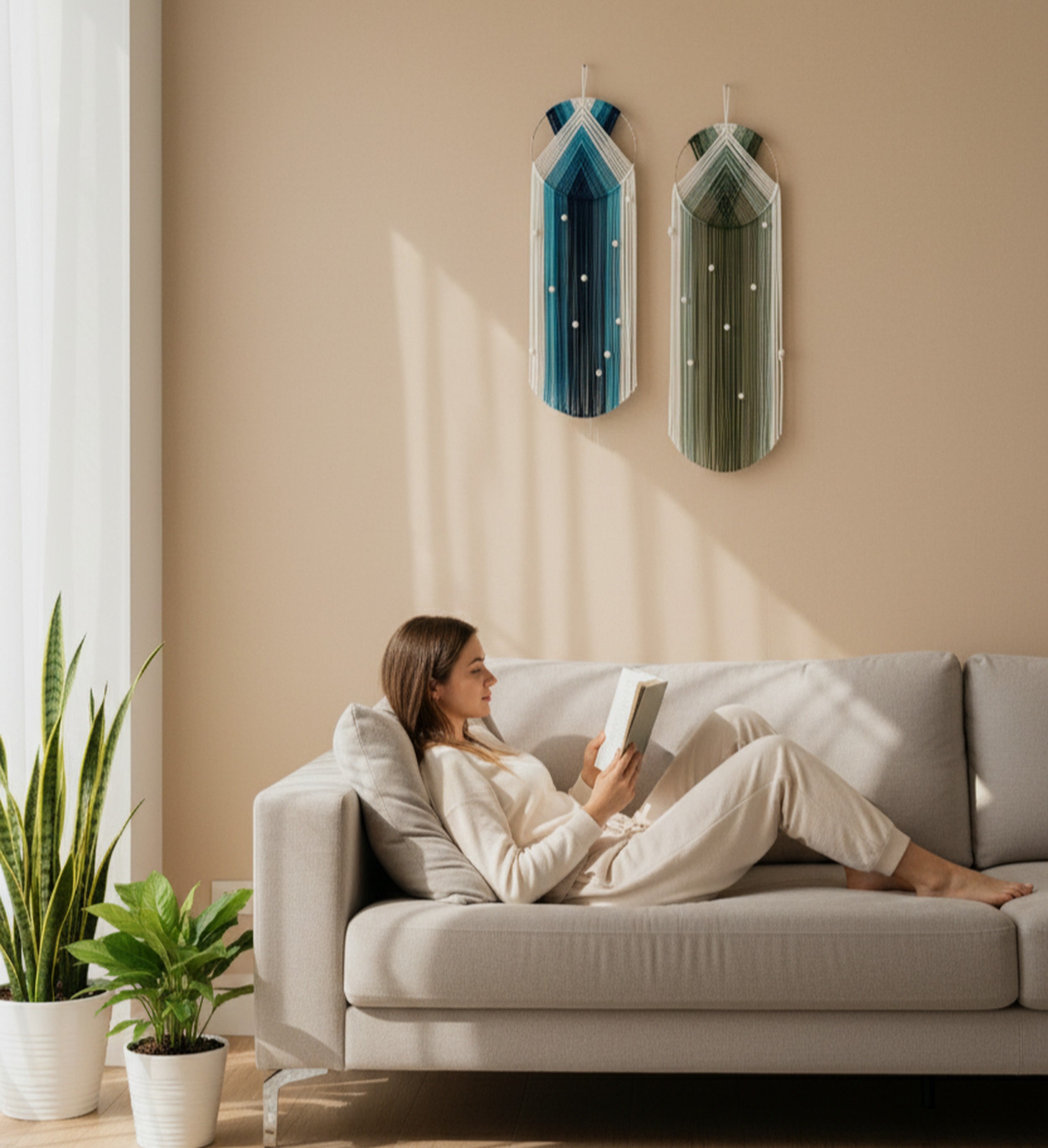 Macrame Dreamcatcher - Boho Cotton Wall Hanging Decor V51