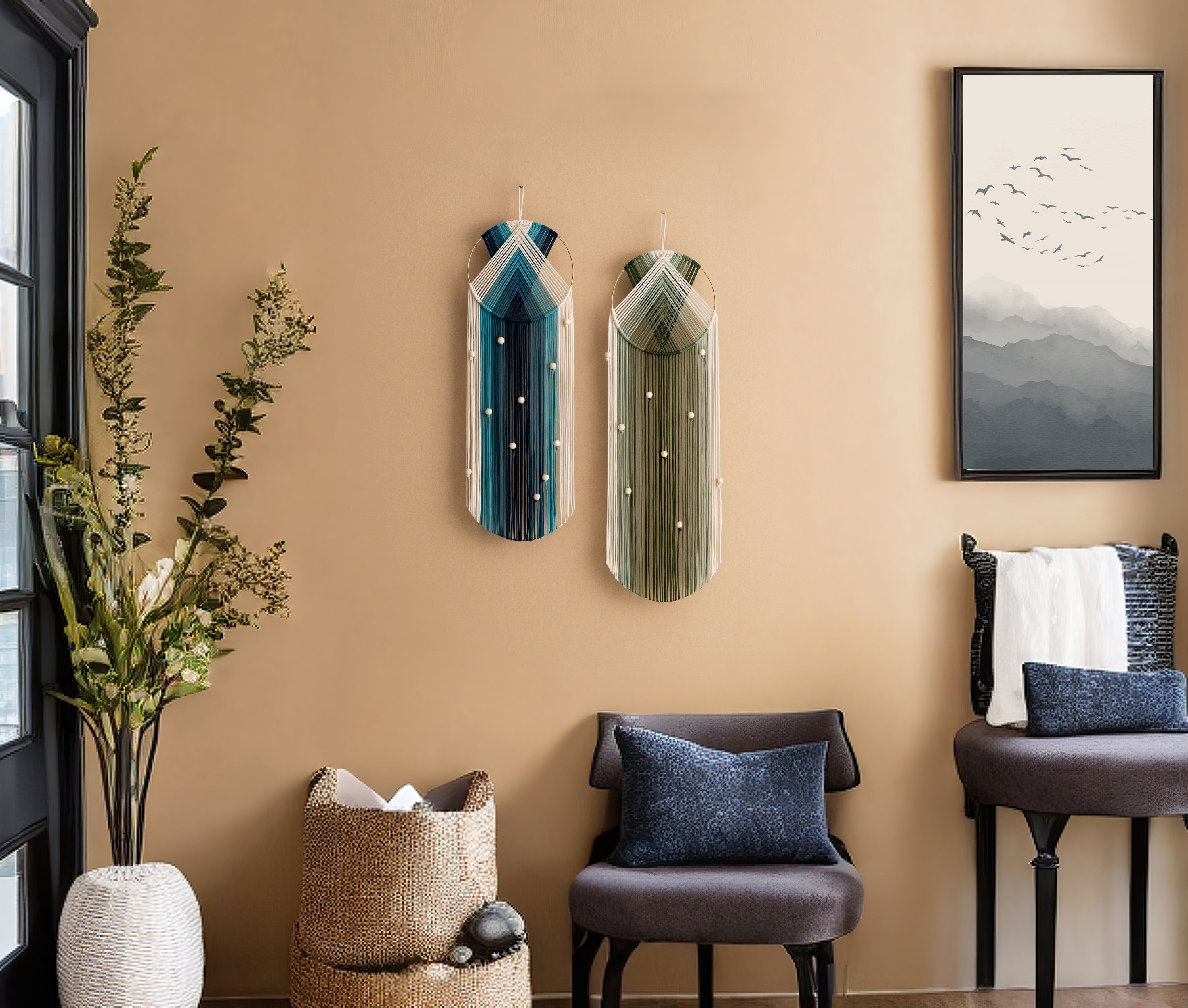 Macrame Dreamcatcher - Boho Cotton Wall Hanging Decor V51