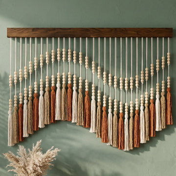 The Melody - Macrame Tassel Wall Hanging with Wood Beads V55