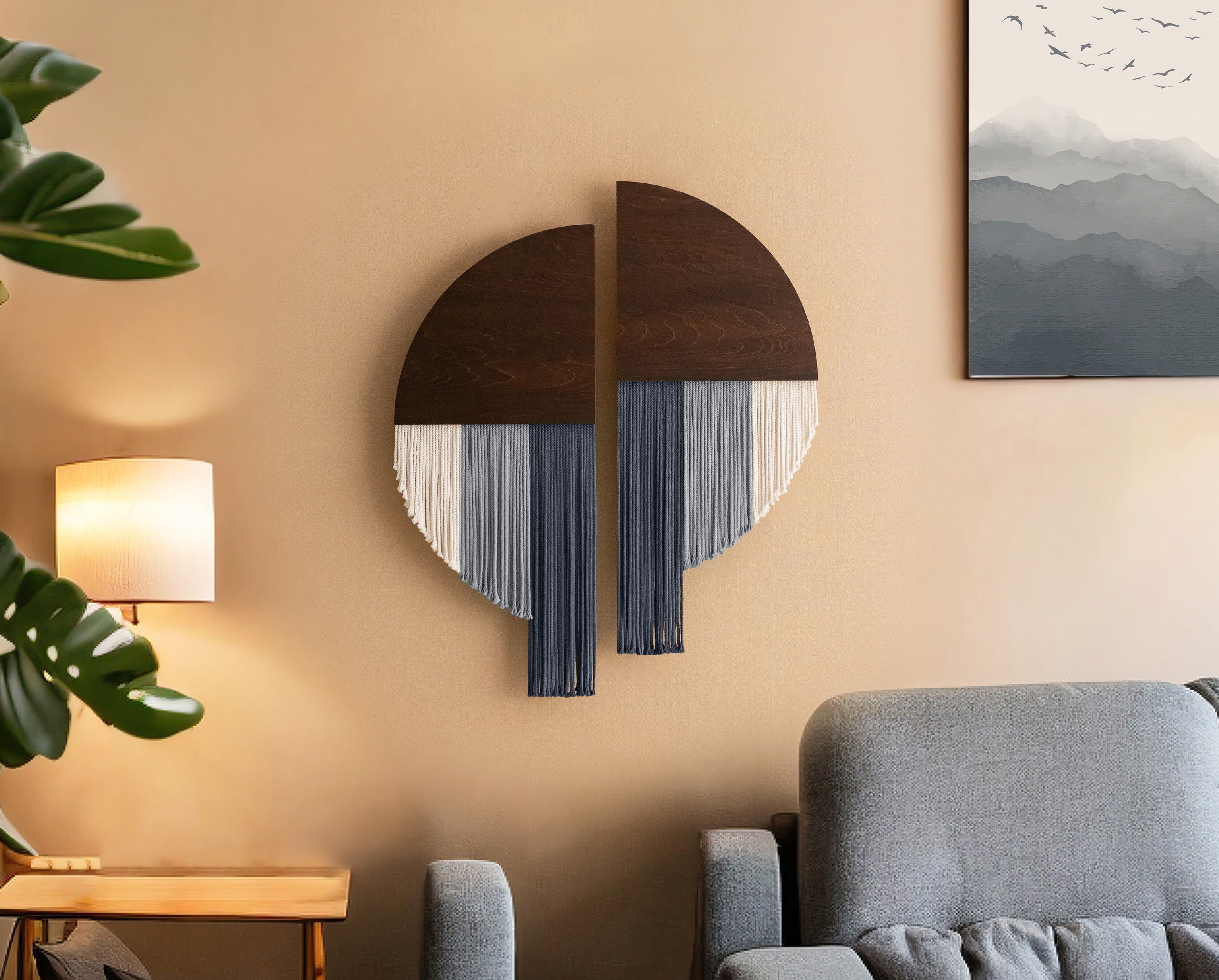 Soulmate Macrame Wall Hanging - Duo Half-Circle Decor V65