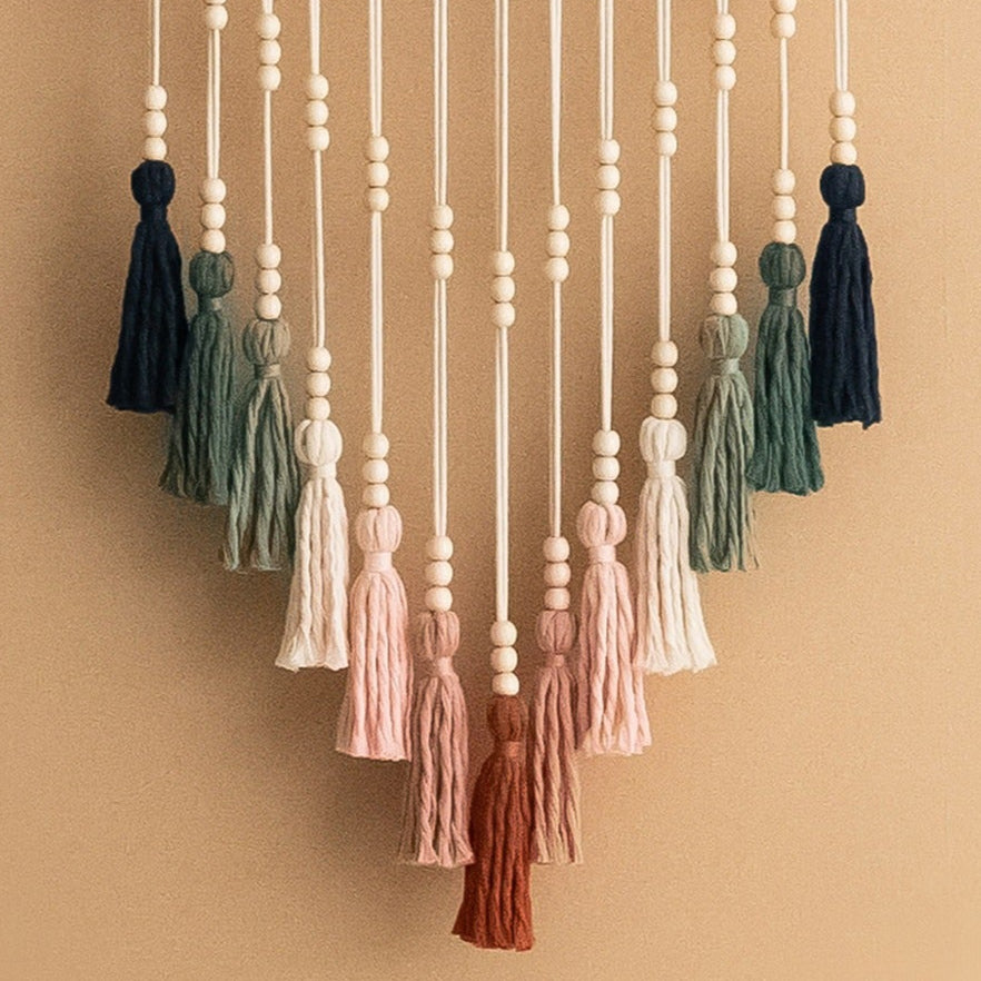 Macrame Tassel Fiber Wall Hanging - Boho Colorful Wall Art Decor V85