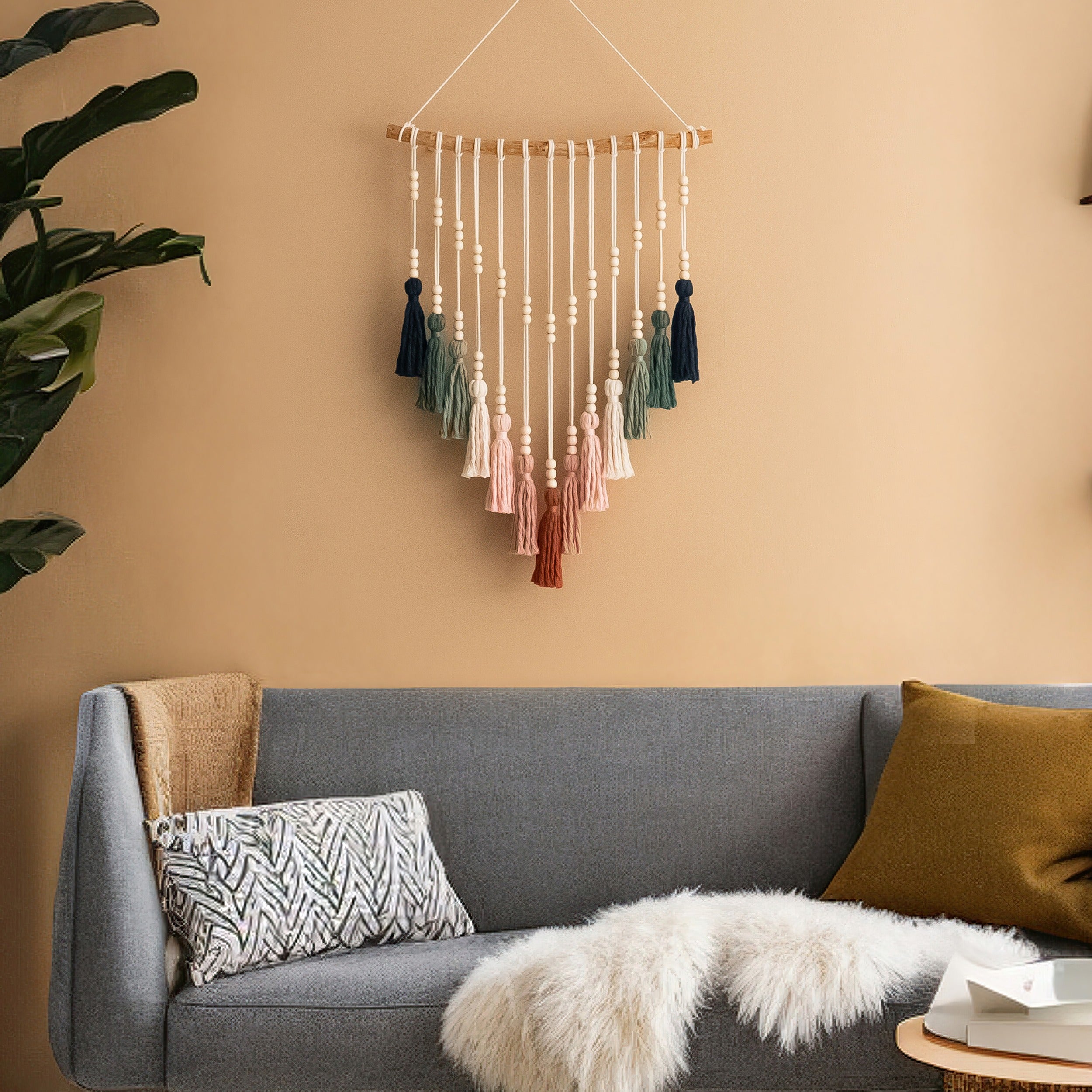 Macrame Tassel Fiber Wall Hanging - Boho Colorful Wall Art Decor V85