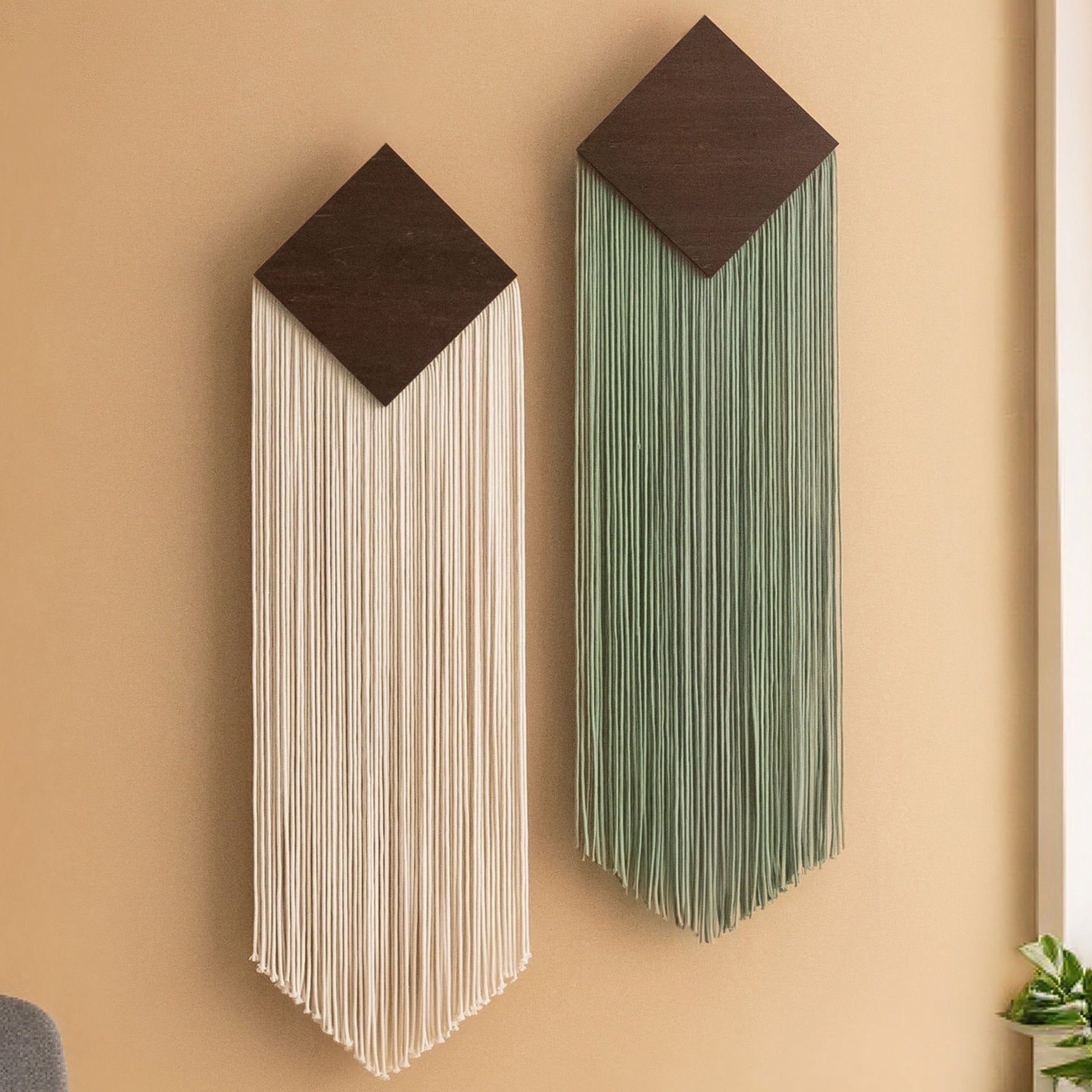 Diamond Drop - Geometric Minimalist Macrame Wall Hanging V87