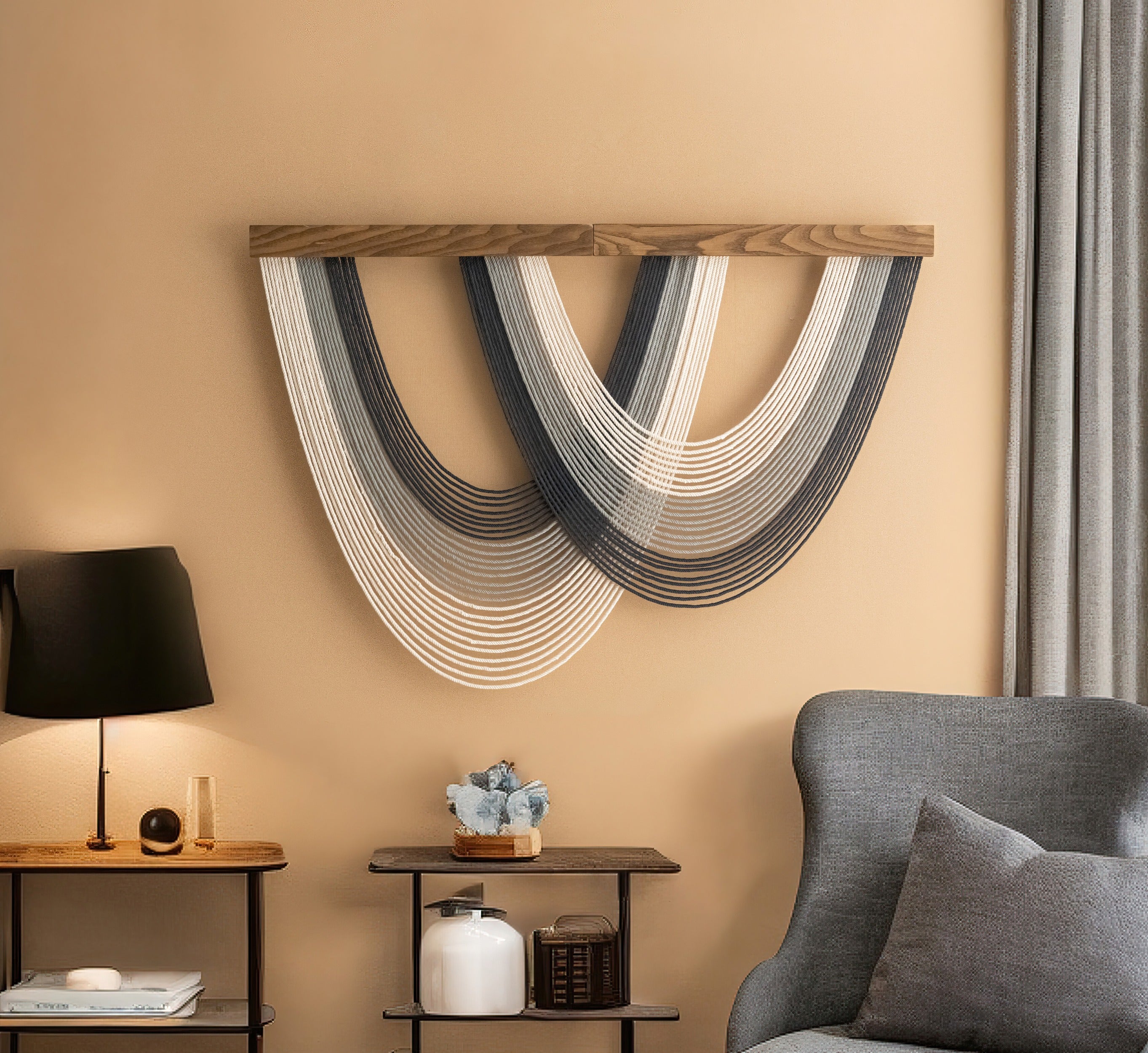 The Wave Wall Hanging - Green Boho Wall Art V89