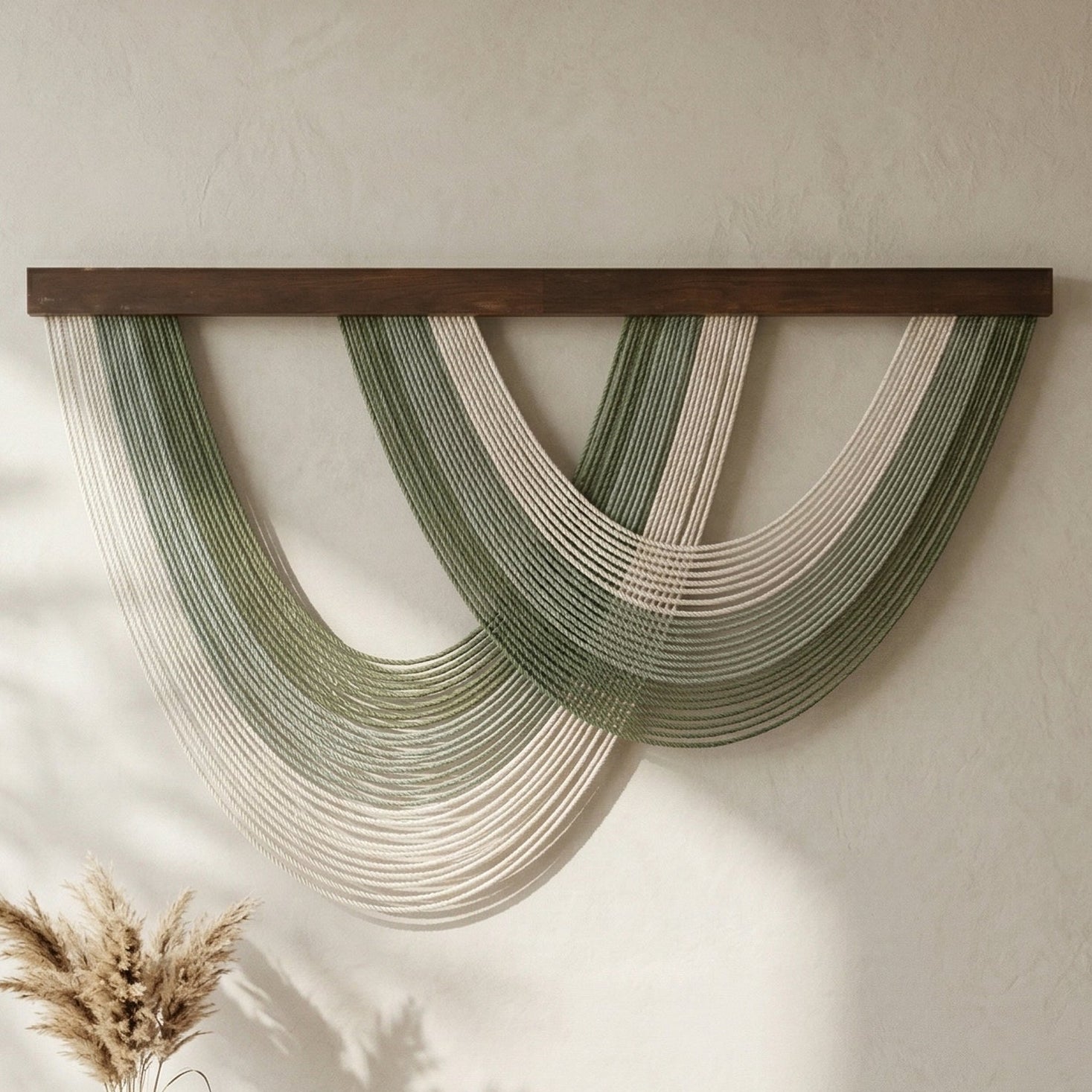 The Wave Wall Hanging - Green Boho Wall Art V89