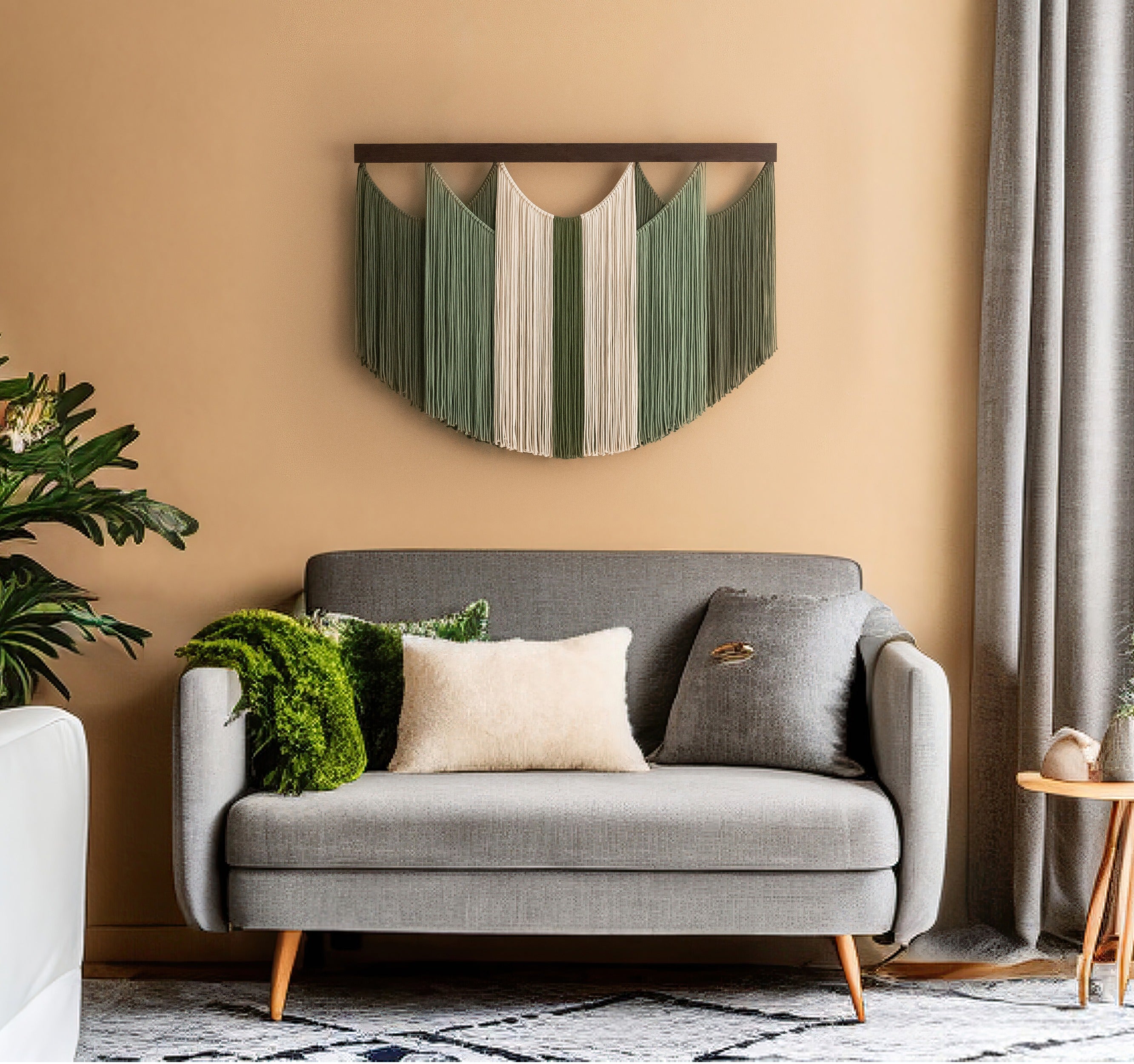 The Calm Macrame Wall Hanging – Neutral Boho Fiber Art Decor V90