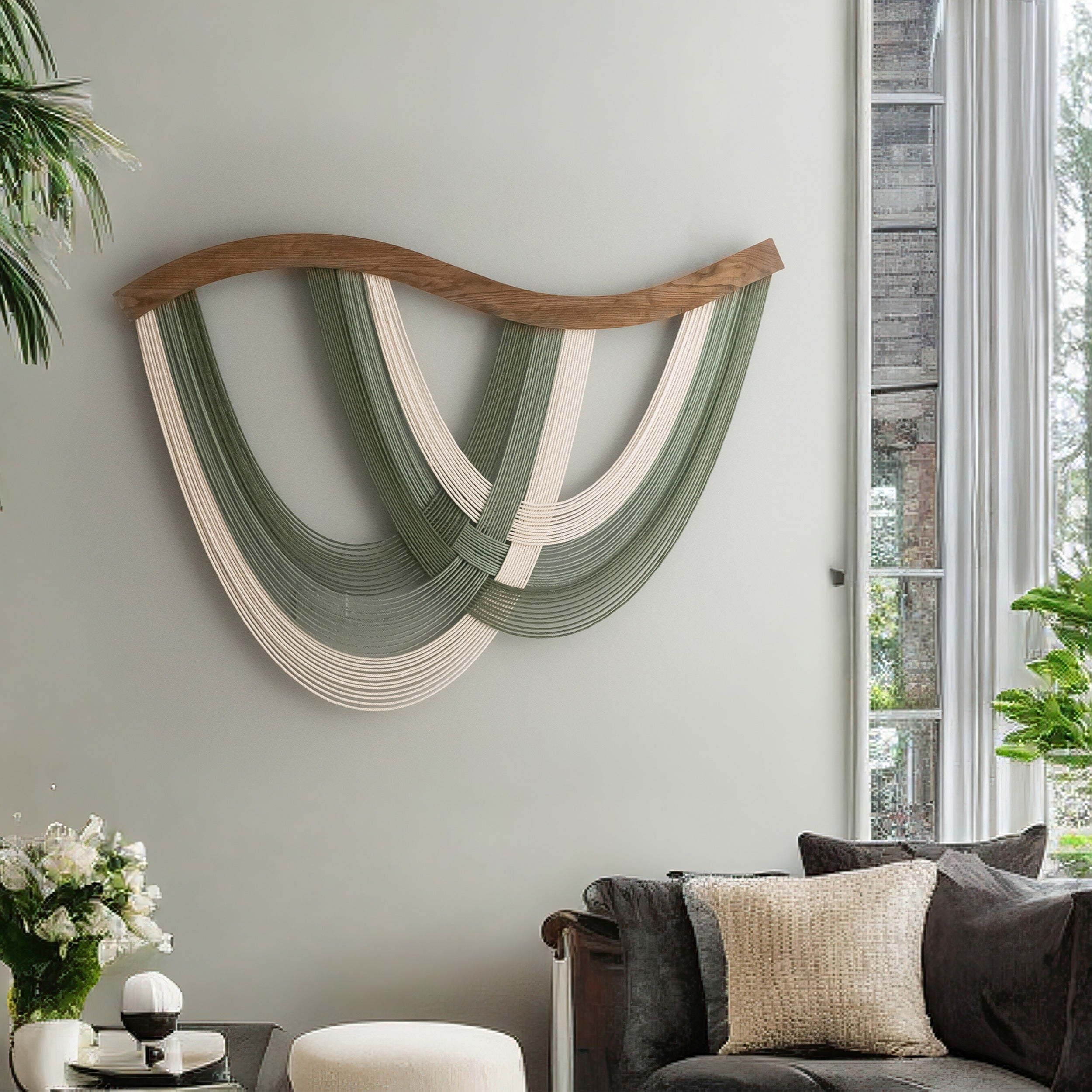 The Flow Wall Hanging – Cotton Macrame Wave Art for Boho Decor V93
