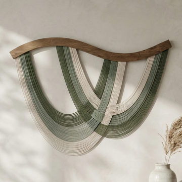 Macrame Fiber Wall Hanging Natural Green Fiber Boho Wall Decor V93