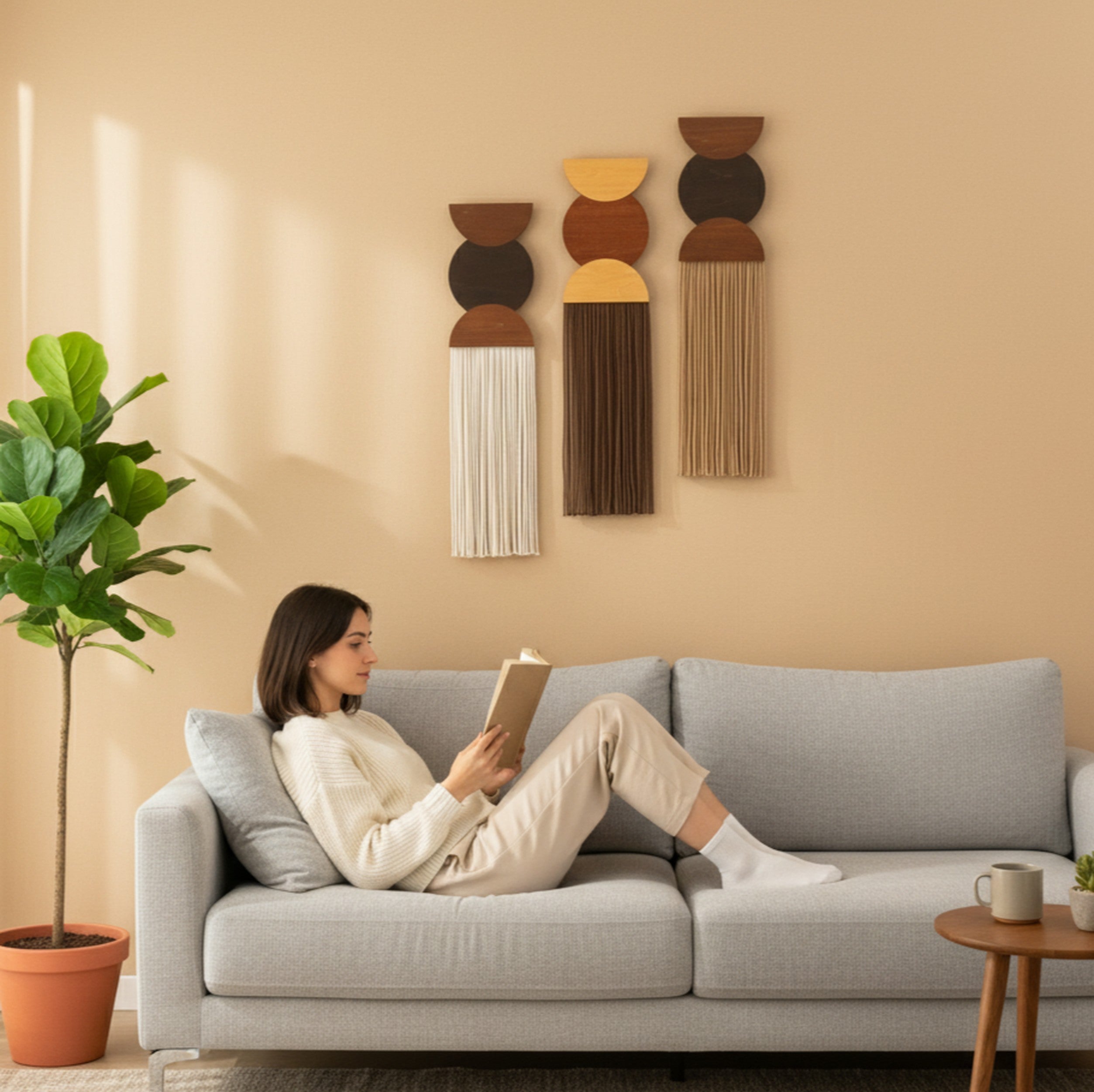 Moon Rituals Wall Hanging - Cotton Geometric Macrame Decor V98