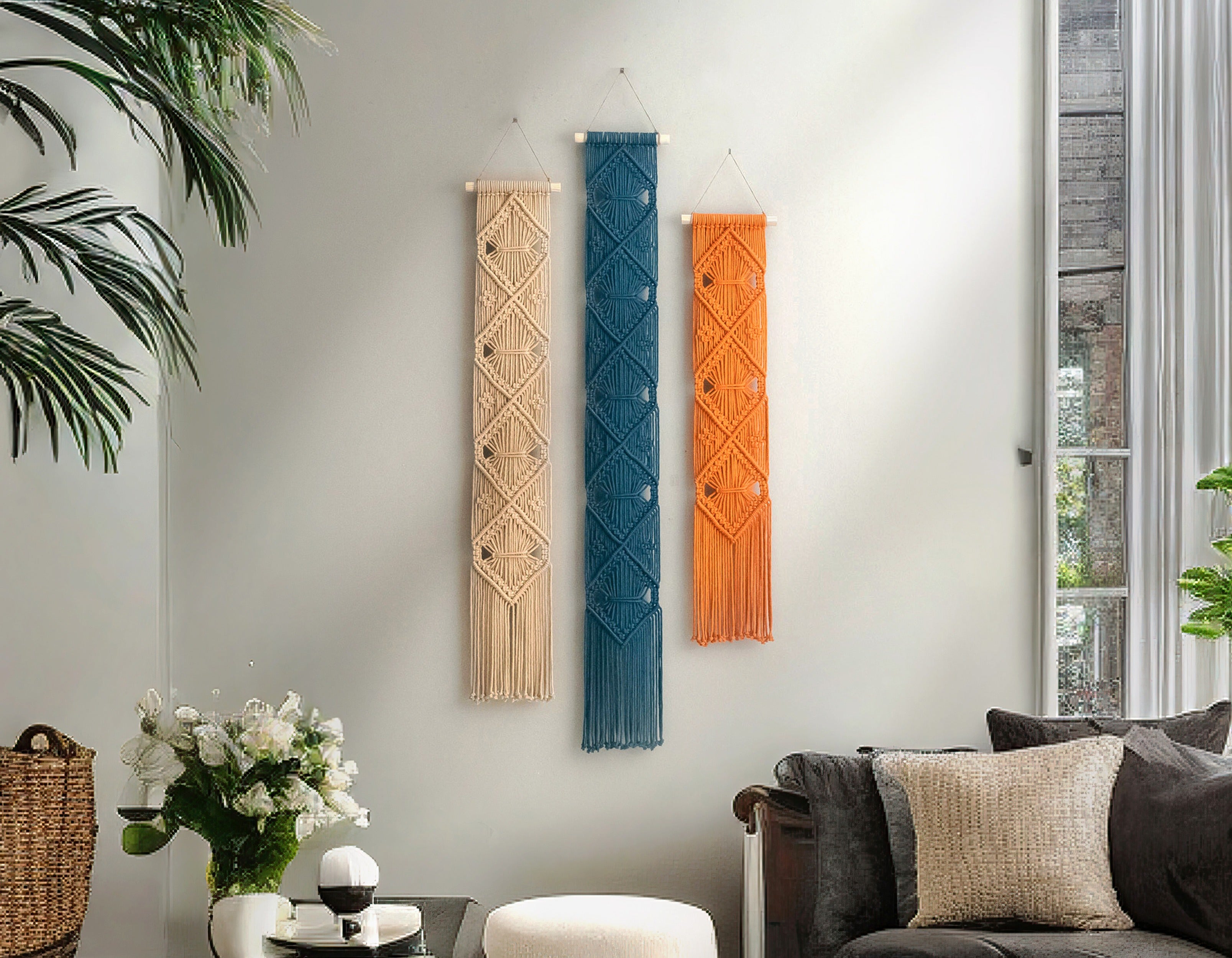 Macrame Wall Hanging Cotton Boho Wall Decor for Farmhouse Home W05