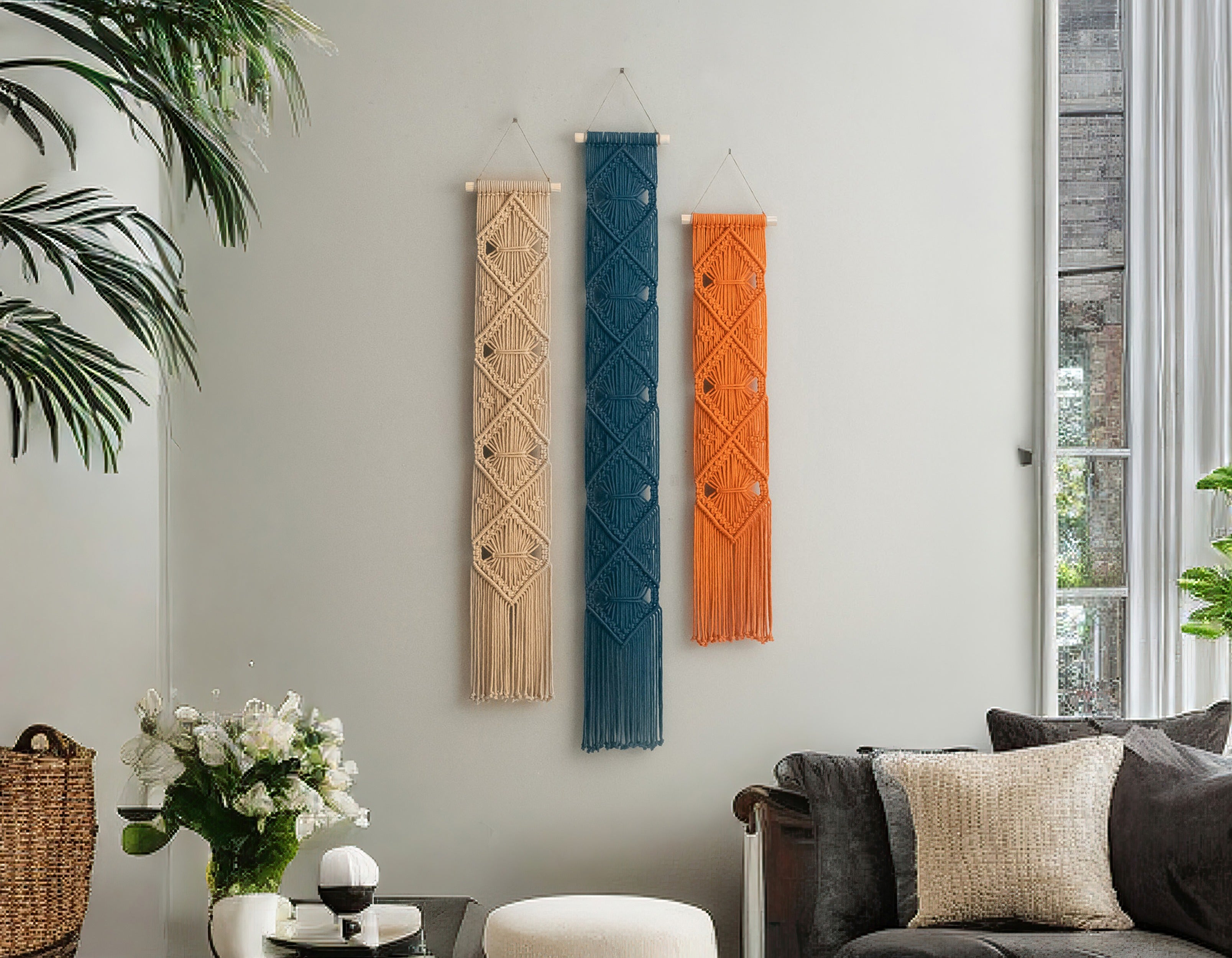 Macrame Wall Hanging Cotton Boho Wall Decor for Farmhouse Home W05