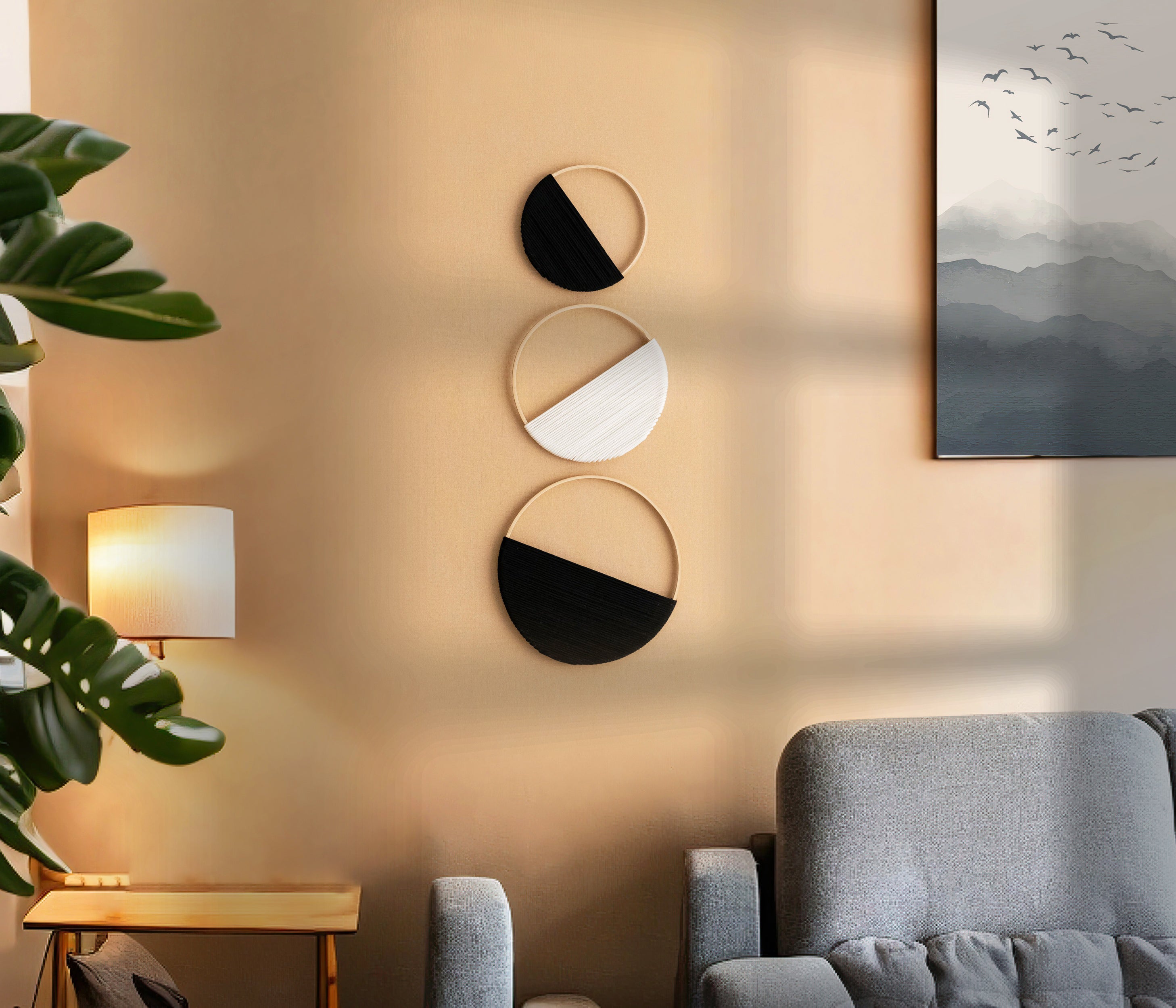 Macrame Circle Wall Decor – Vertical Boho Macrame Wall Art W23