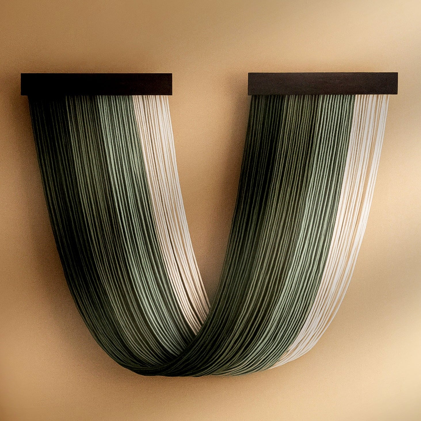 Milky Way Jellyfish - U-Shaped Macrame Wall Hanging in Earthy Green W59